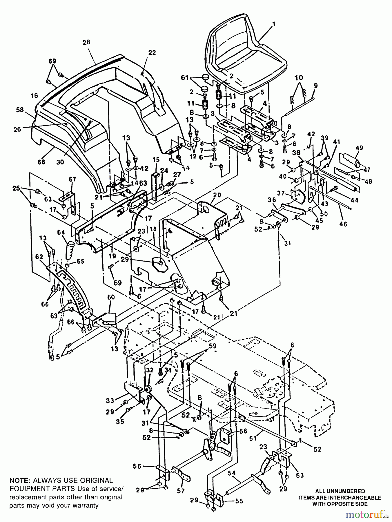 Husqvarna Rasen und Garten Traktoren 4140G - Husqvarna Lawn Tractor (1991-01 & After) Chassis/Seat