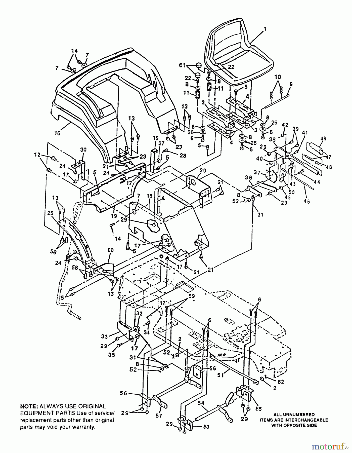 Husqvarna Rasen und Garten Traktoren 4140H - Husqvarna Lawn Tractor (1992-01 & After) Chassis/Seat