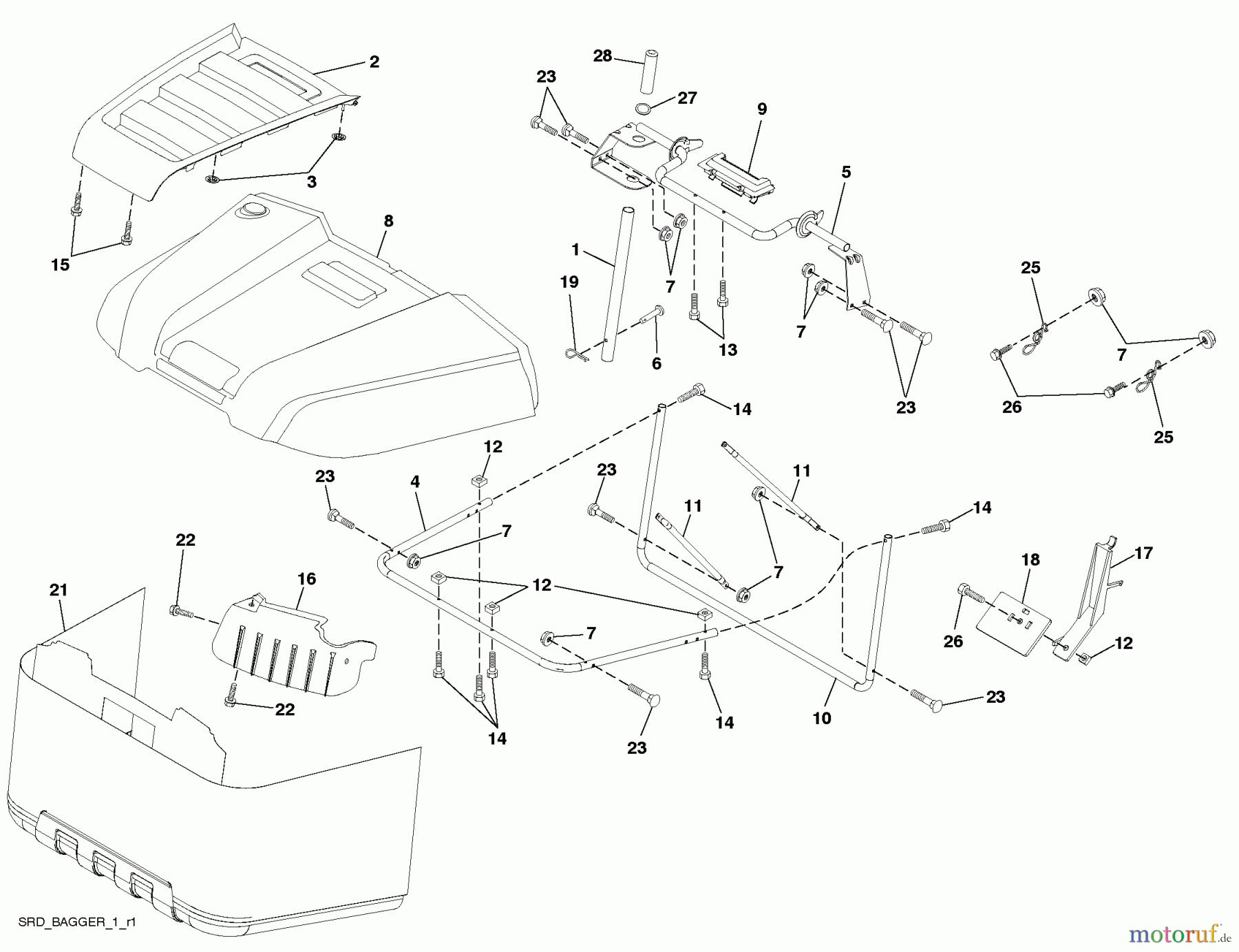  Husqvarna Rasen und Garten Traktoren CT 126 (96041007701) - Husqvarna Lawn Tractor (2010-01 & After) Bagger