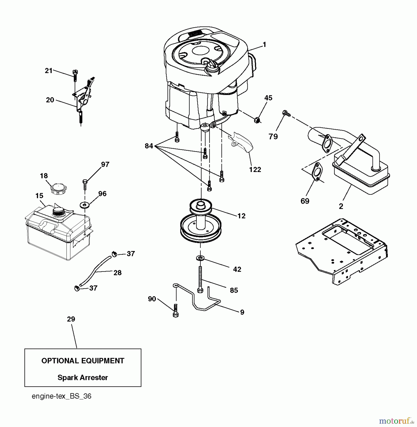 Husqvarna Rasen und Garten Traktoren CT 126 (96051000705) - Husqvarna Lawn Tractor (2013-05) ENGINE