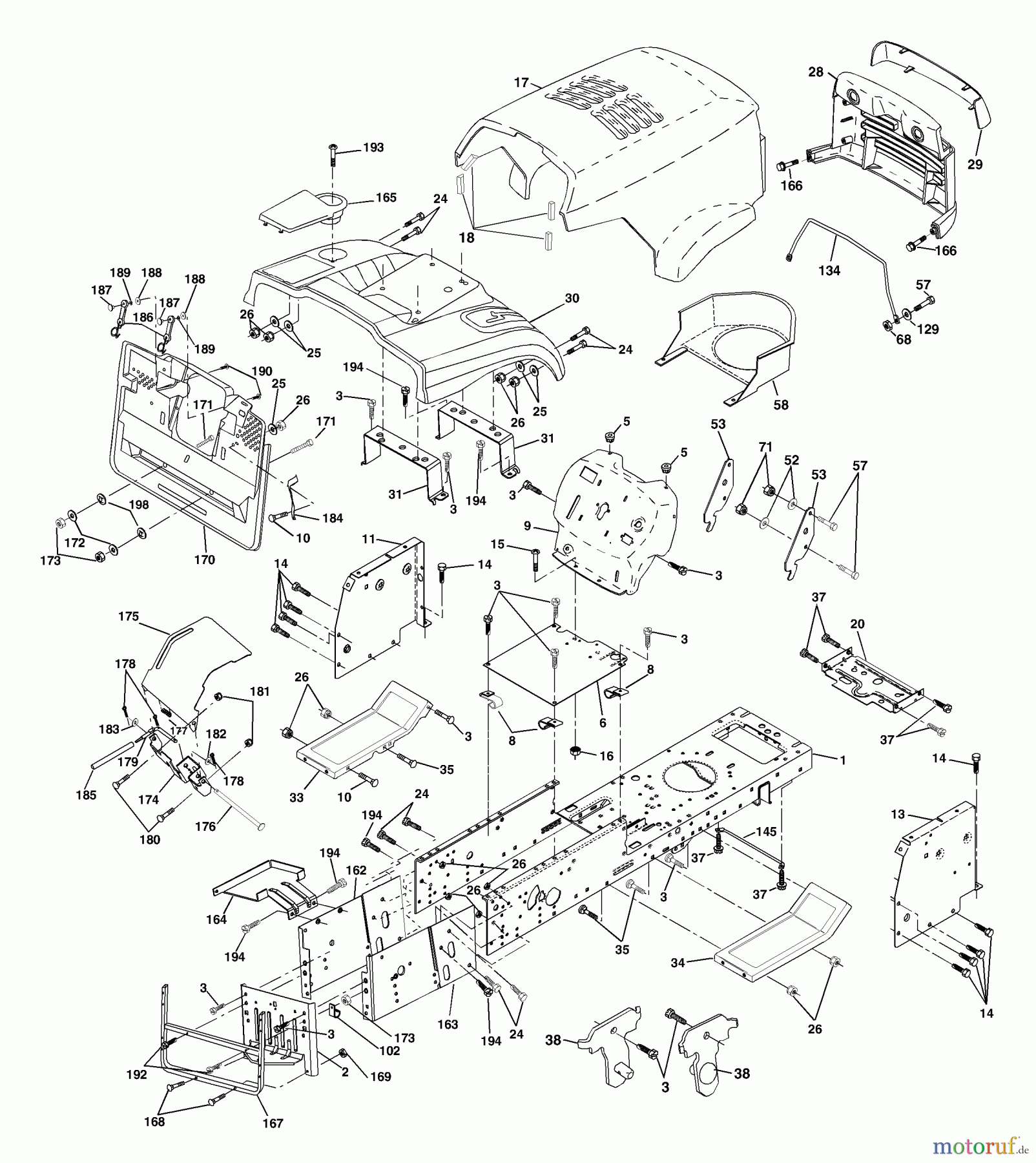Husqvarna Rasen und Garten Traktoren CT 130 (954170017) (HECT130B) - Husqvarna Lawn Tractor (1999-10 & After) Chassis And Enclosures
