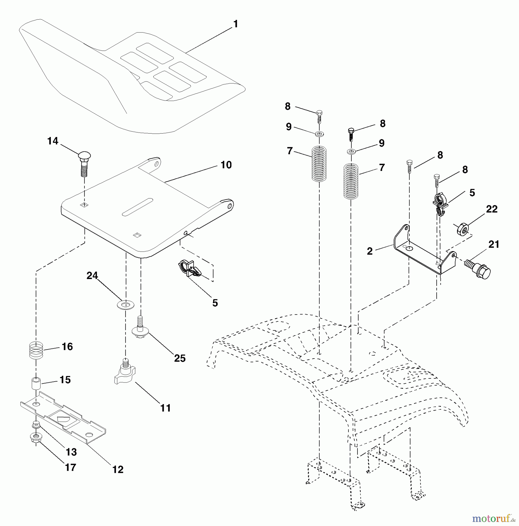 Husqvarna Rasen und Garten Traktoren CT 130 (954170017) (HECT130B) - Husqvarna Lawn Tractor (1999-10 & After) Seat Assembly