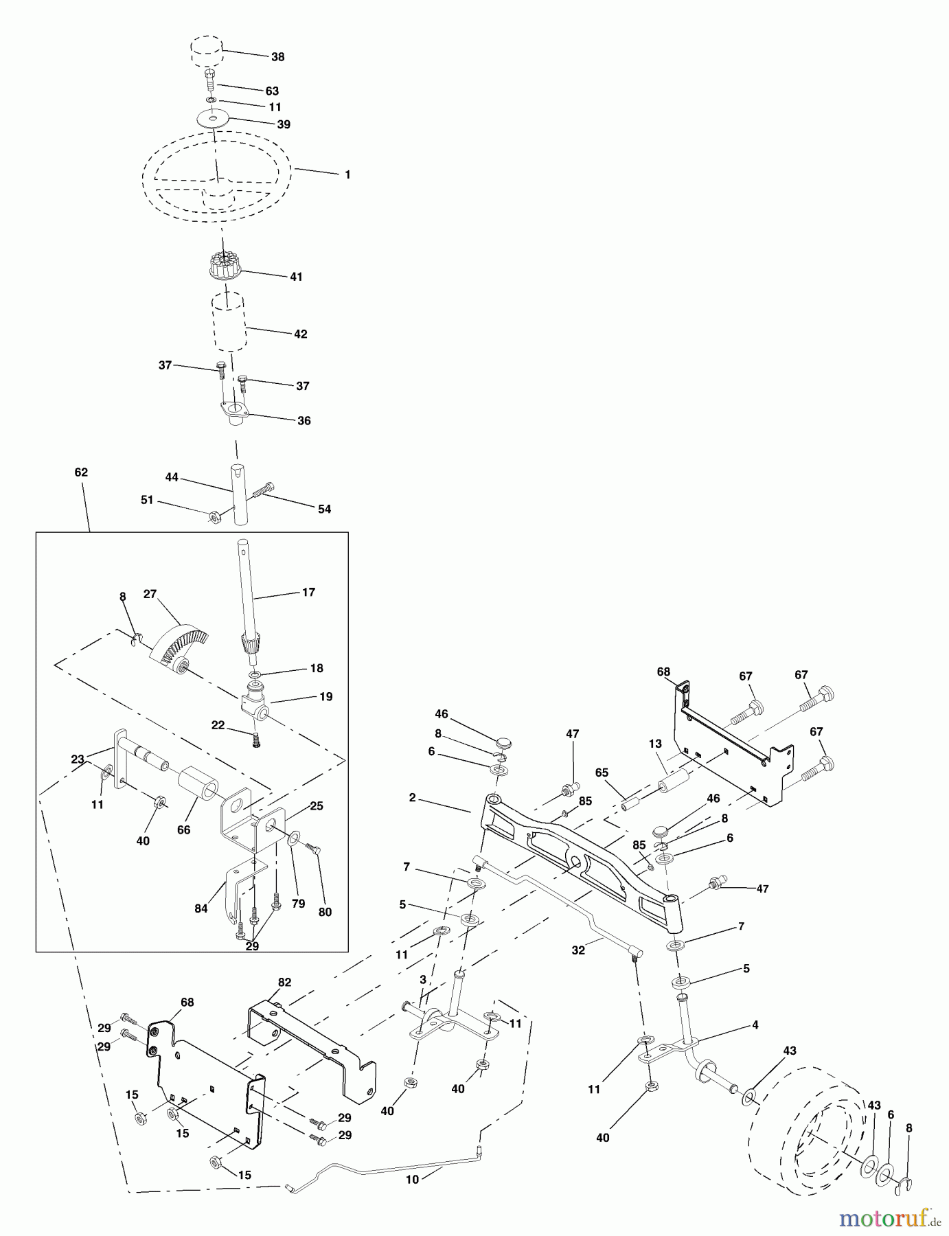 Husqvarna Rasen und Garten Traktoren CT 130 (954170017) (HECT130B) - Husqvarna Lawn Tractor (1999-10 & After) Steering Assembly