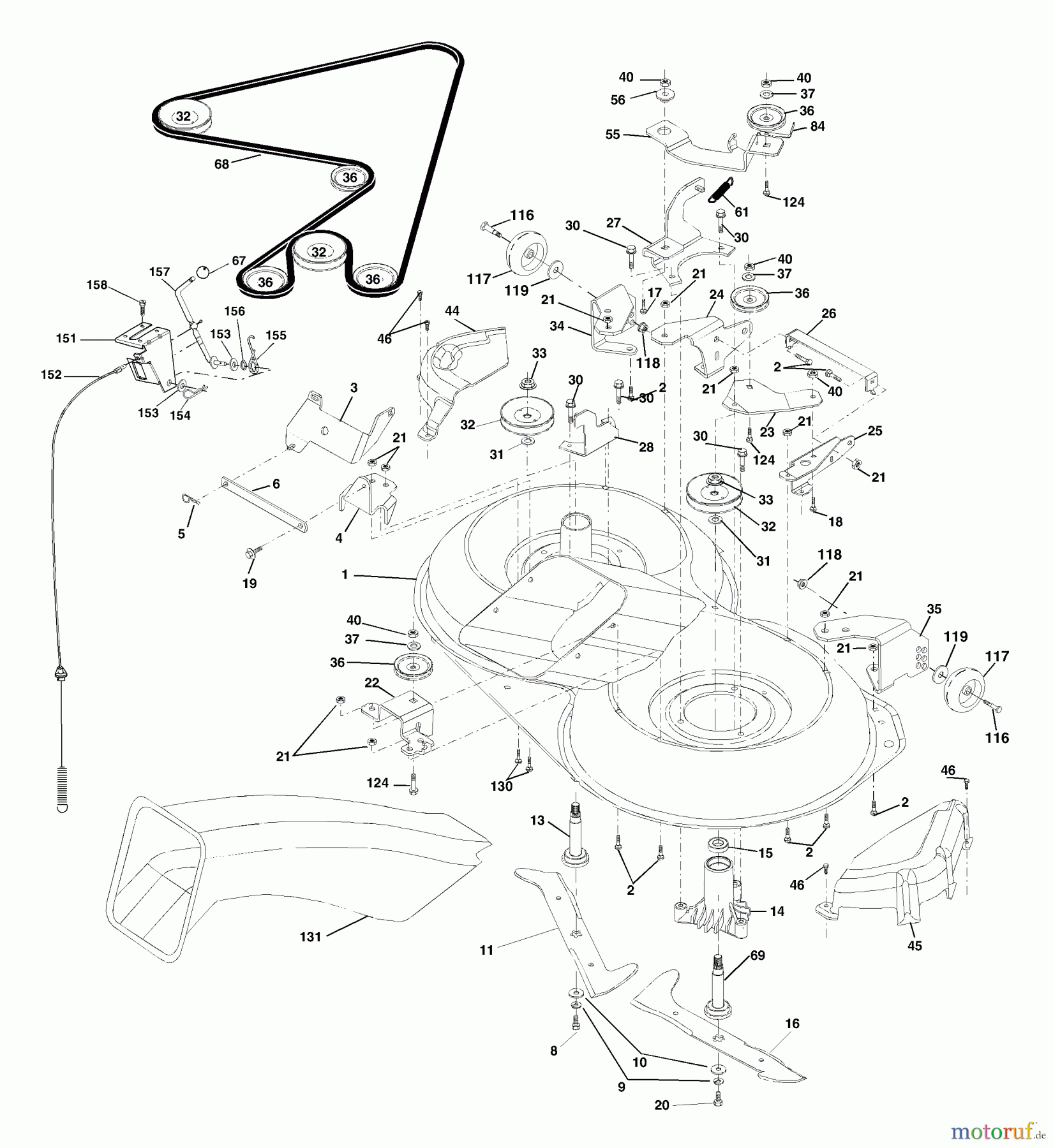 Husqvarna Rasen und Garten Traktoren CT 130 (954170017) (HECT130D) - Husqvarna Lawn Tractor (2001-08 & After) Mower