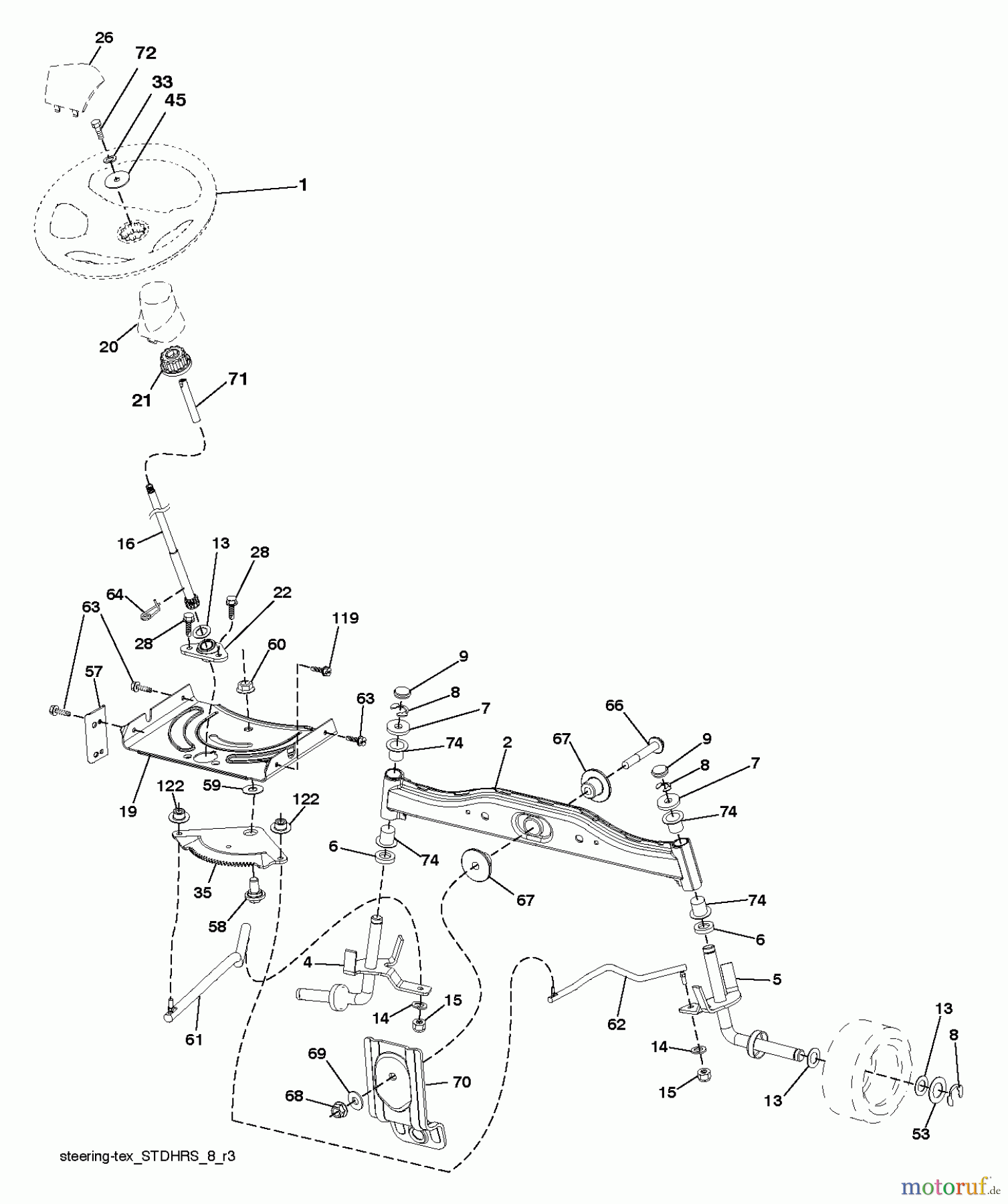 Husqvarna Rasen und Garten Traktoren CTH 126 (96051001402) - Husqvarna Lawn Tractor (2012-08 & After) STEERING