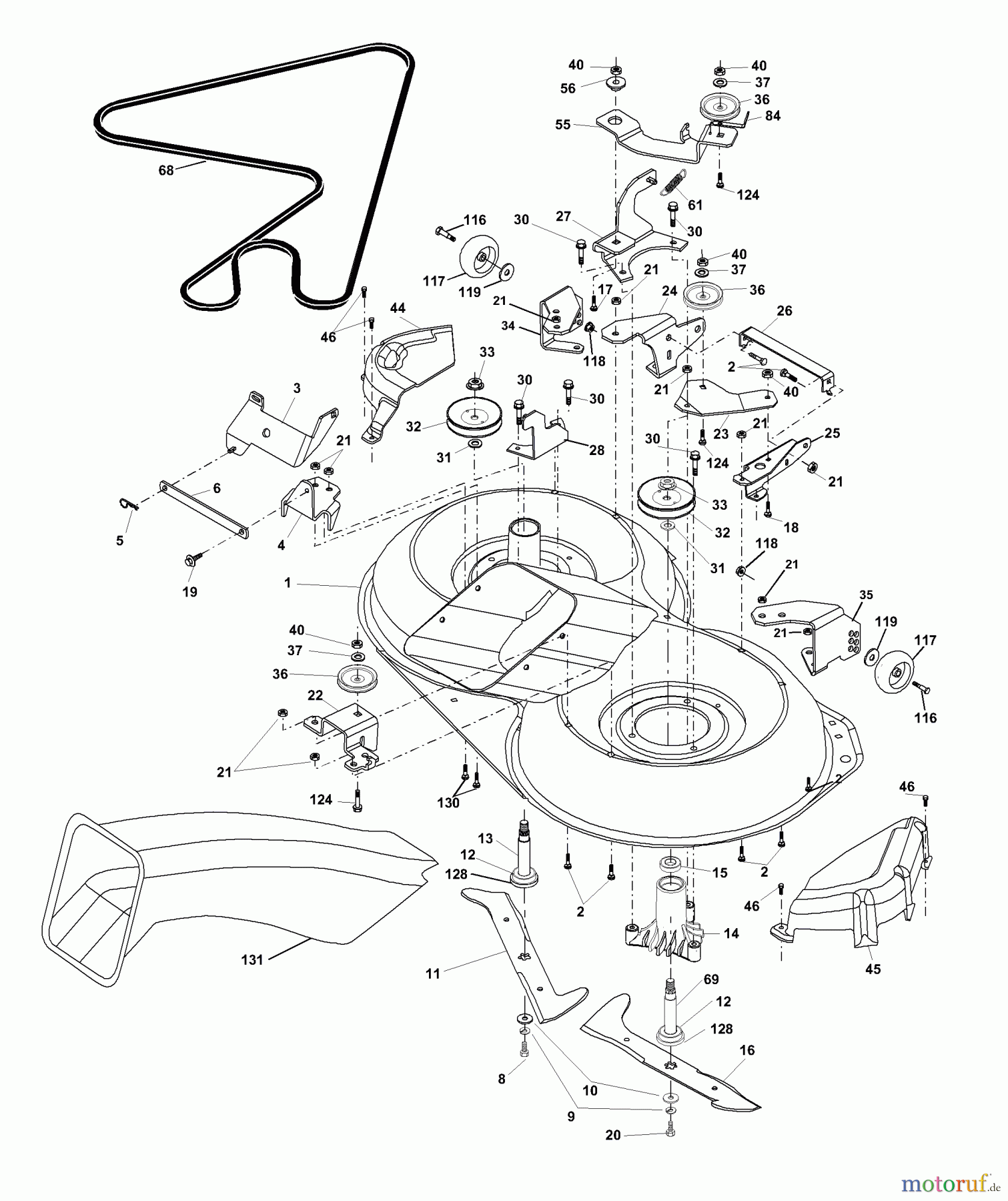 Husqvarna Rasen und Garten Traktoren CTH 130 (954140100A) - Husqvarna Lawn Tractor (1999-10 & After) Mower Deck