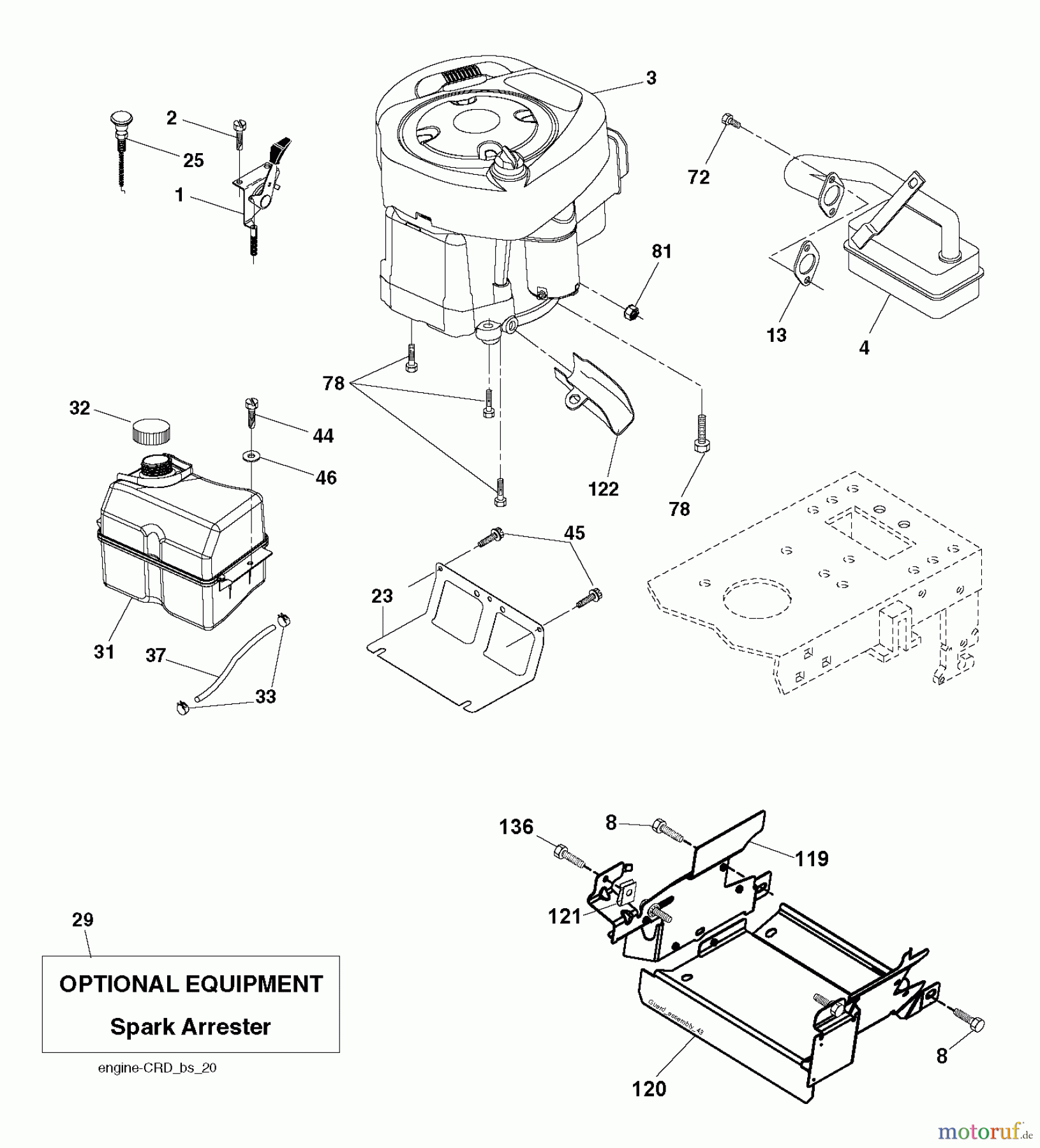Husqvarna Rasen und Garten Traktoren CTH 141 (96061032100) - Husqvarna Lawn Tractor (2010-11 & After) ENGINE