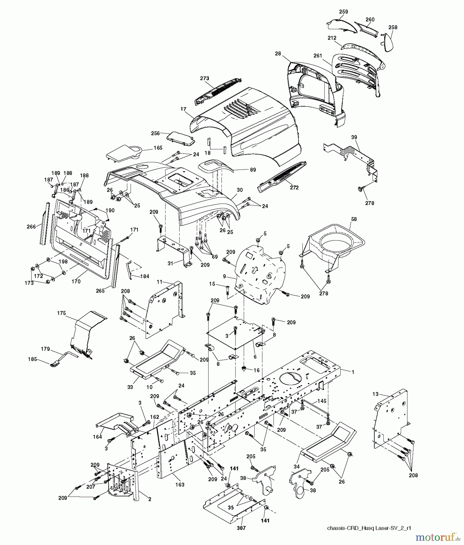 Husqvarna Rasen und Garten Traktoren CT 141 (96061033902) - Husqvarna Lawn Tractor (2013-09) CHASSIS ENCLOSURES