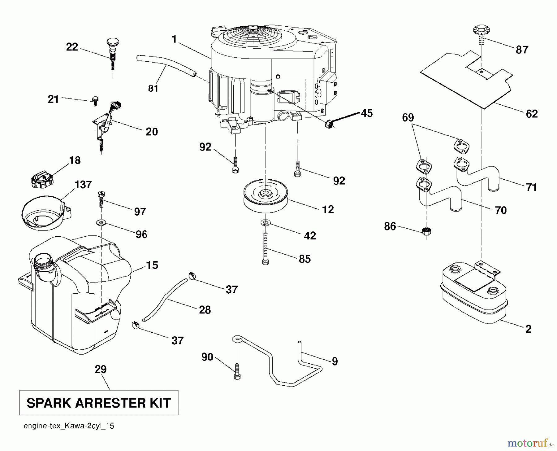 Husqvarna Rasen und Garten Traktoren CTH 163T (96051000300) - Husqvarna Lawn Tractor (2011-03 & After) ENGINE