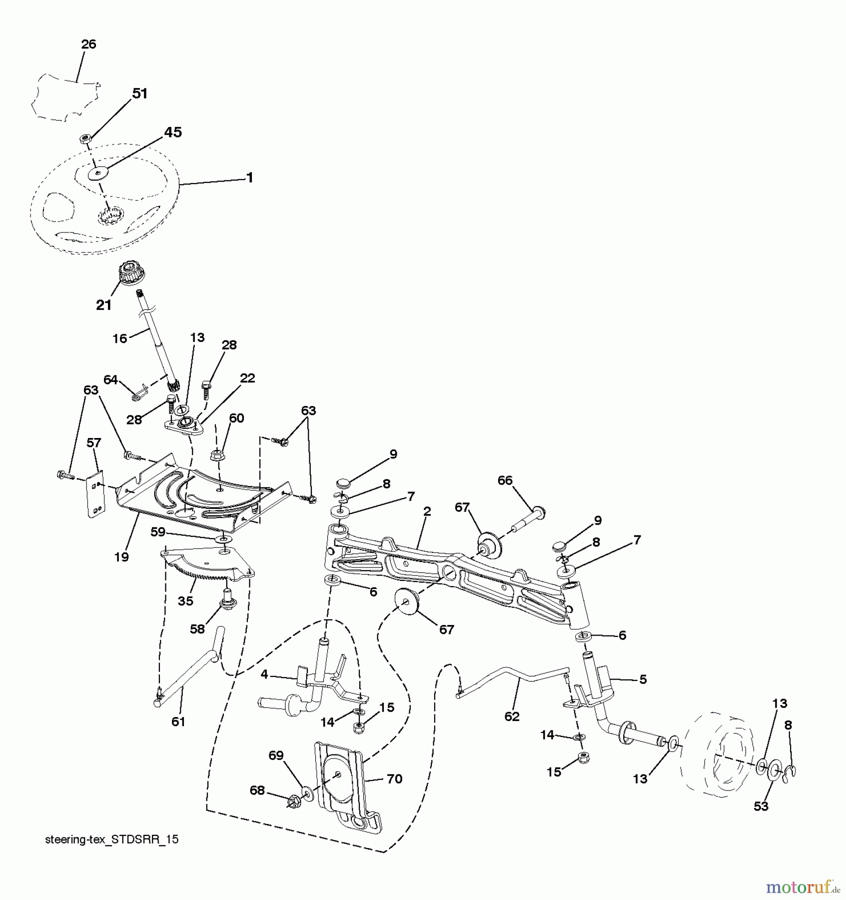 Husqvarna Rasen und Garten Traktoren CTH 163T (96051000300) - Husqvarna Lawn Tractor (2011-03 & After) STEERING