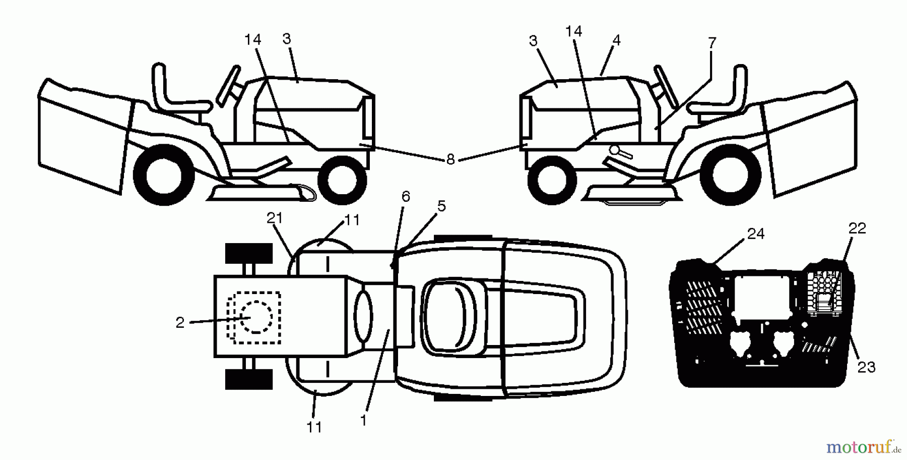 Husqvarna Rasen und Garten Traktoren CTH 164T (96051007400) - Husqvarna Lawn Tractor (2012-11 & After) DECALS