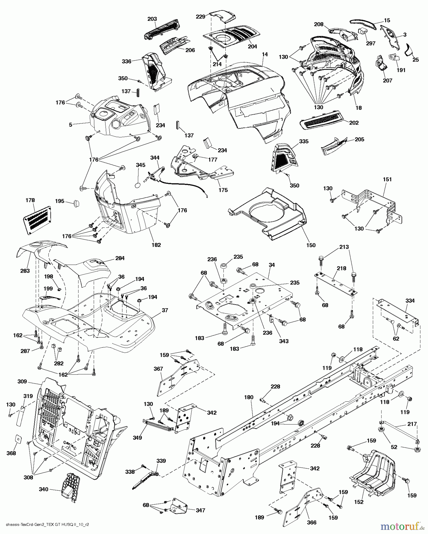 Husqvarna Rasen und Garten Traktoren CTH 164T (96051009400) - Husqvarna Lawn Tractor (2013-06) CHASSIS / FRAME