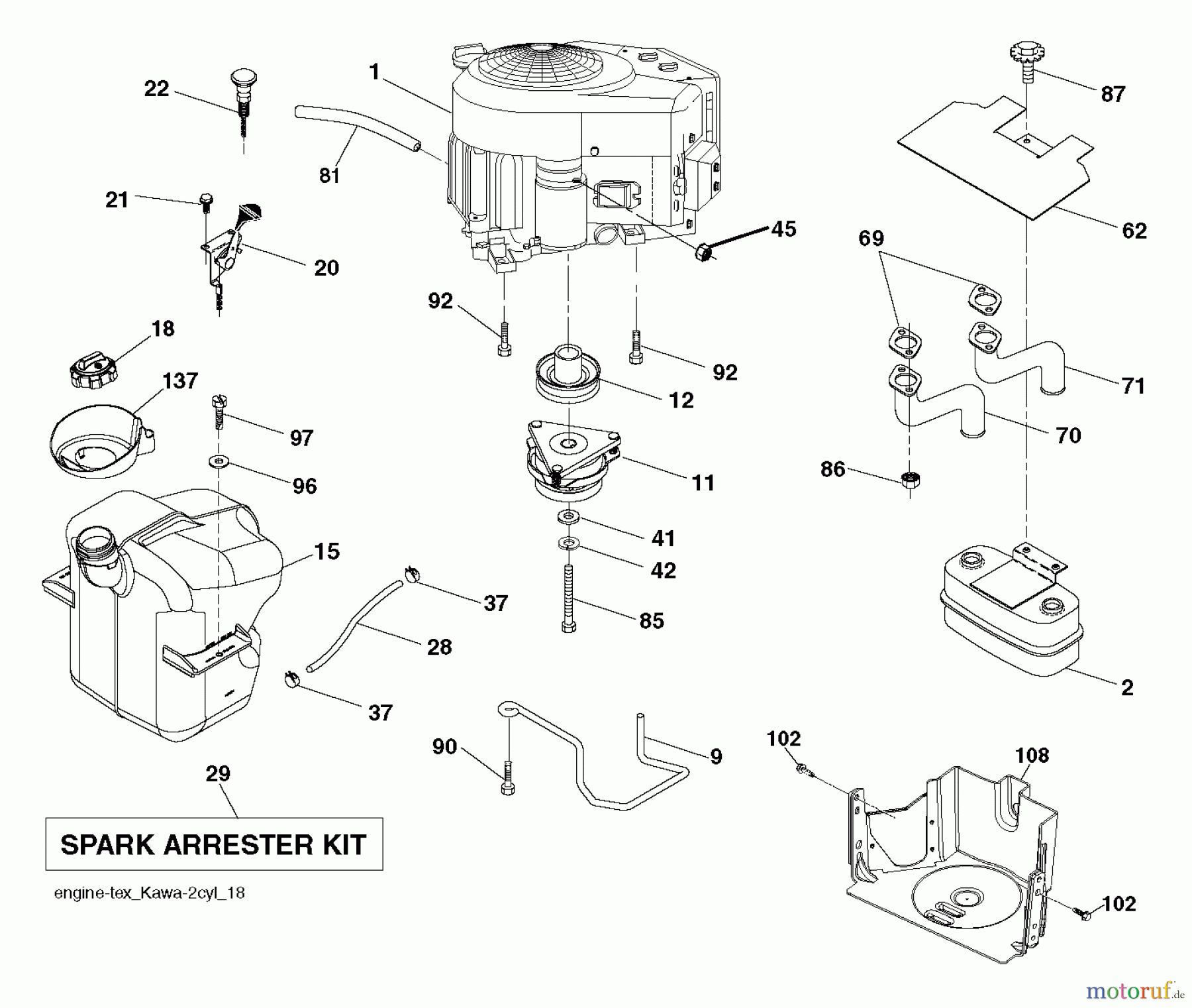 Husqvarna Rasen und Garten Traktoren CTH 164T (96051003200) - Husqvarna Lawn Tractor (2011-11 & After) ENGINE