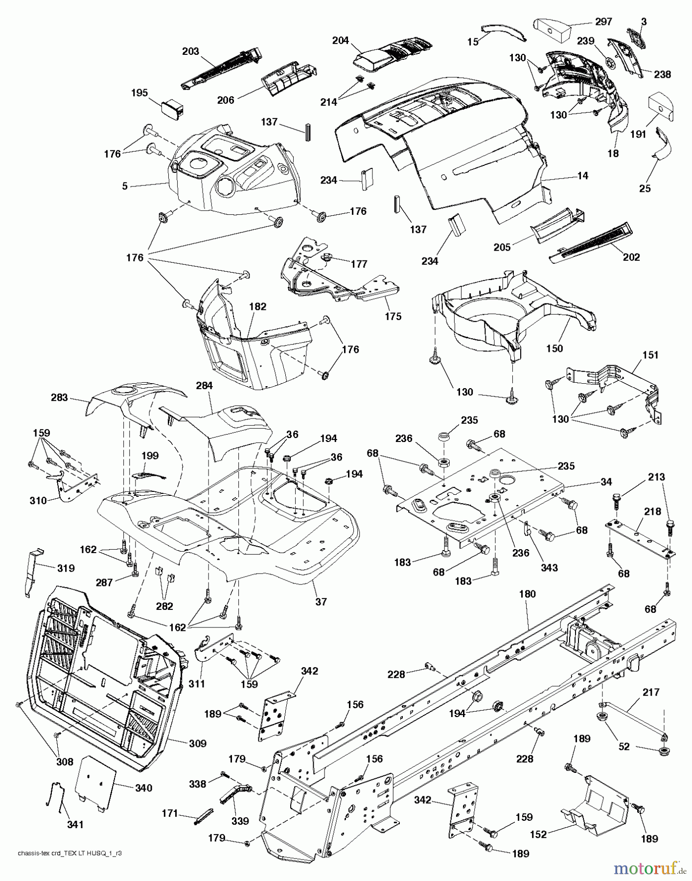 Husqvarna Rasen und Garten Traktoren CTH 174 (96051002800) - Husqvarna Lawn Tractor (2011-12 & After) CHASSIS ENCLOSURES
