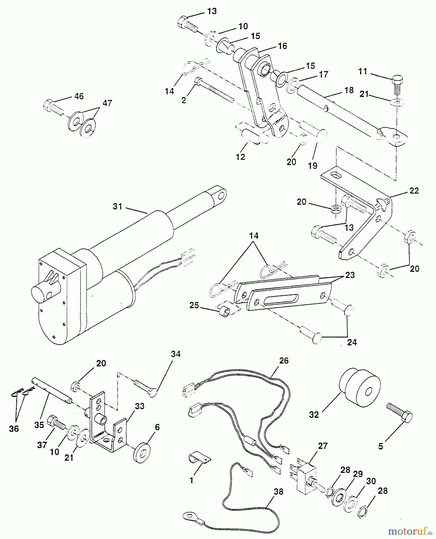  Husqvarna Zubehör, Rasenmäher / Mäher EA 20A - Husqvarna Electric Lift Kit (1994-04 & After) Electric Actuator - Gear Drive, Vertical Engine Type Tractor