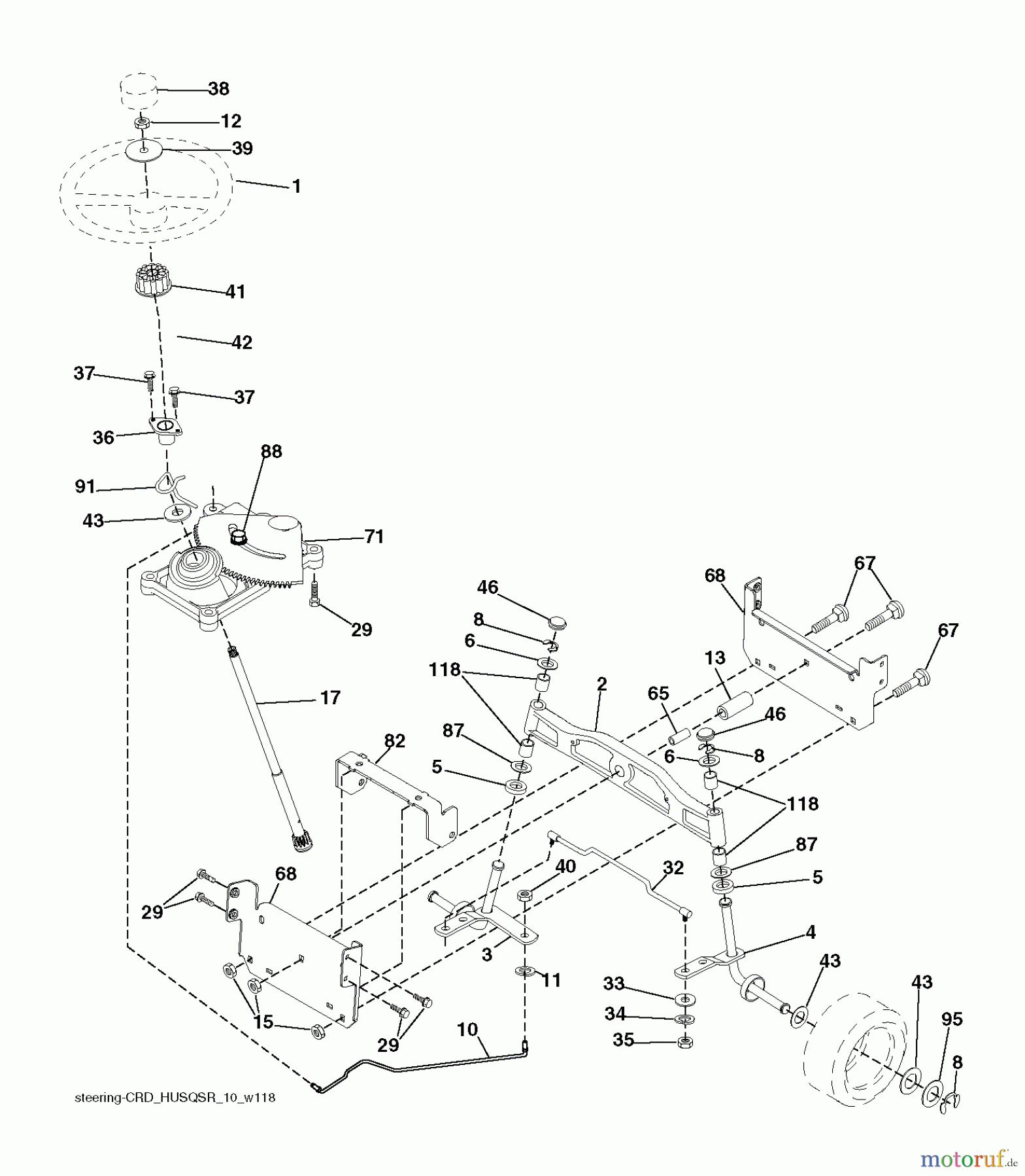 Husqvarna Rasen und Garten Traktoren CTH 182T (96061031800) - Husqvarna Lawn Tractor (2010-11 & After) STEERING