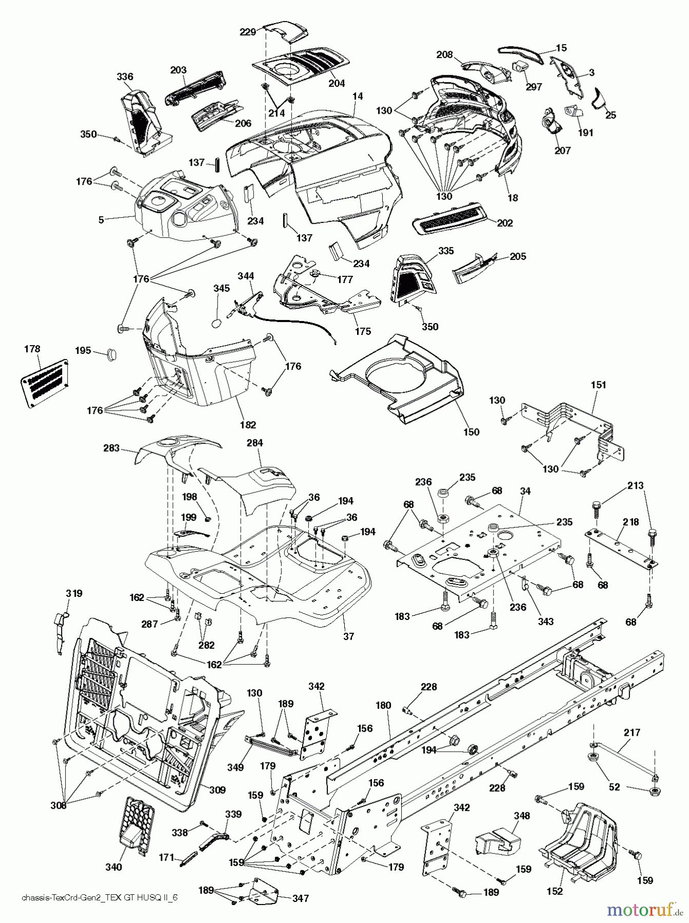 Husqvarna Rasen und Garten Traktoren CTH 204T (96051005400) - Husqvarna Lawn Tractor (2012-02 & After) CHASSIS / FRAME