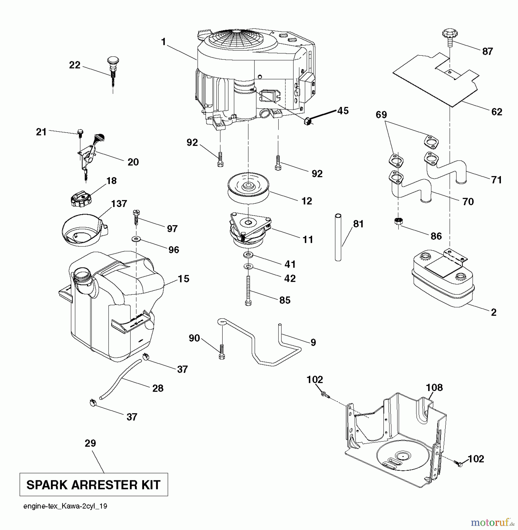 Husqvarna Rasen und Garten Traktoren CTH 224T (96051003600) - Husqvarna Lawn Tractor (2012-02 & After) ENGINE