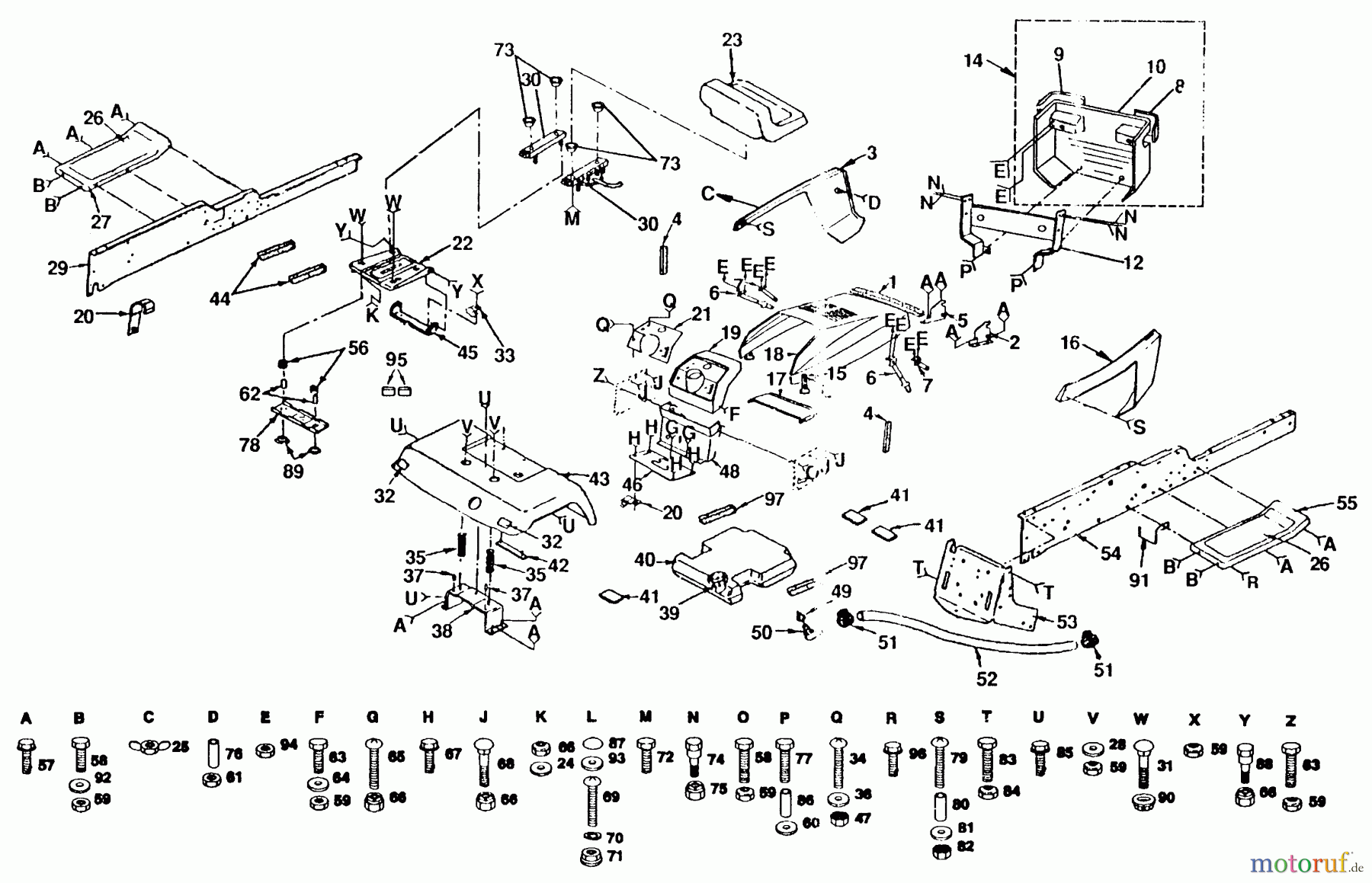 Husqvarna Rasen und Garten Traktoren GT 180 (954000372) (H1850C) - Husqvarna Garden Tractor (1992-08 to 1992-10) Frame, Fender And Drawbar