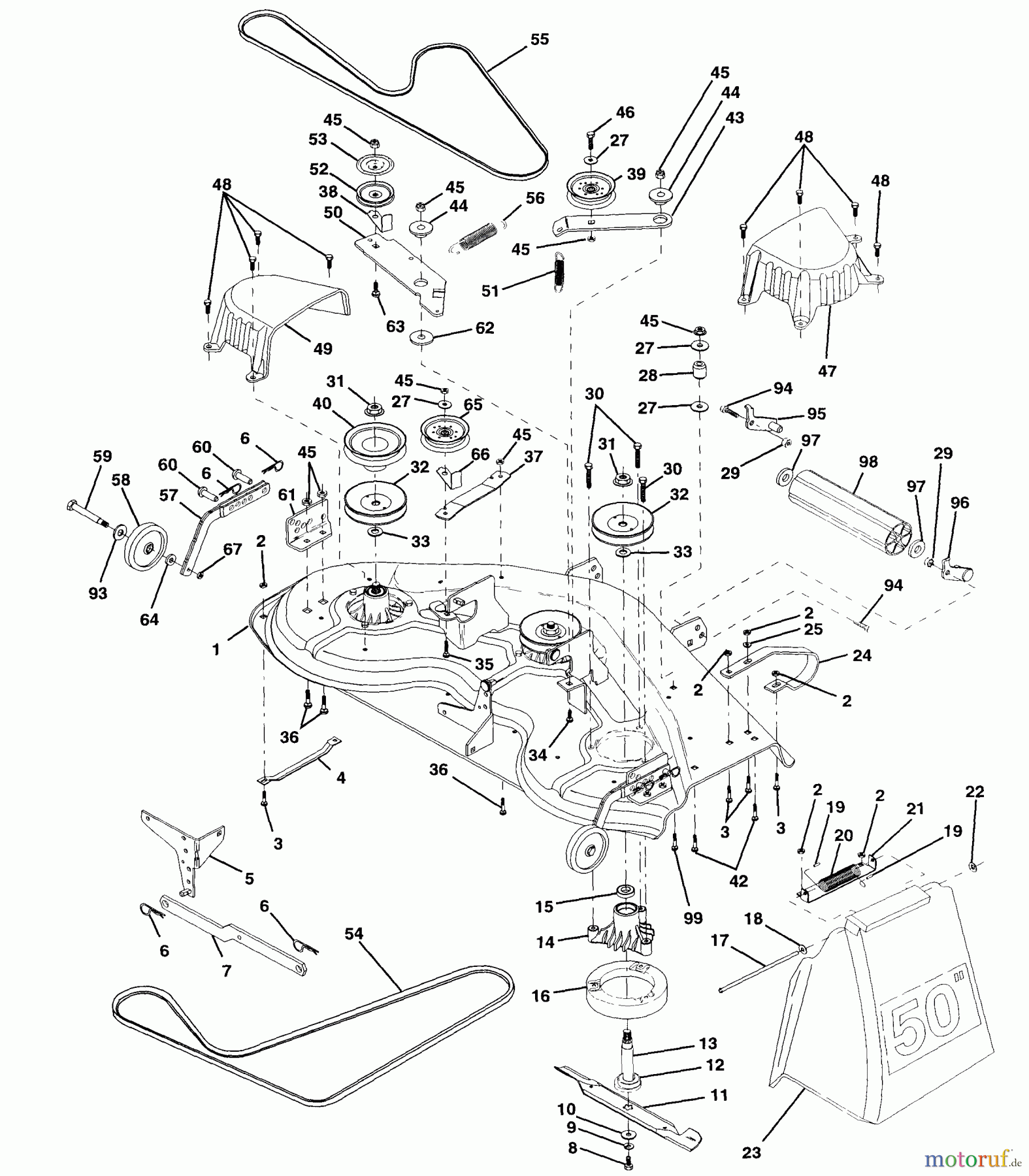 Husqvarna Rasen und Garten Traktoren GT 200 (954001112A) - Husqvarna Garden Tractor (1994-07 & After) Mower Deck