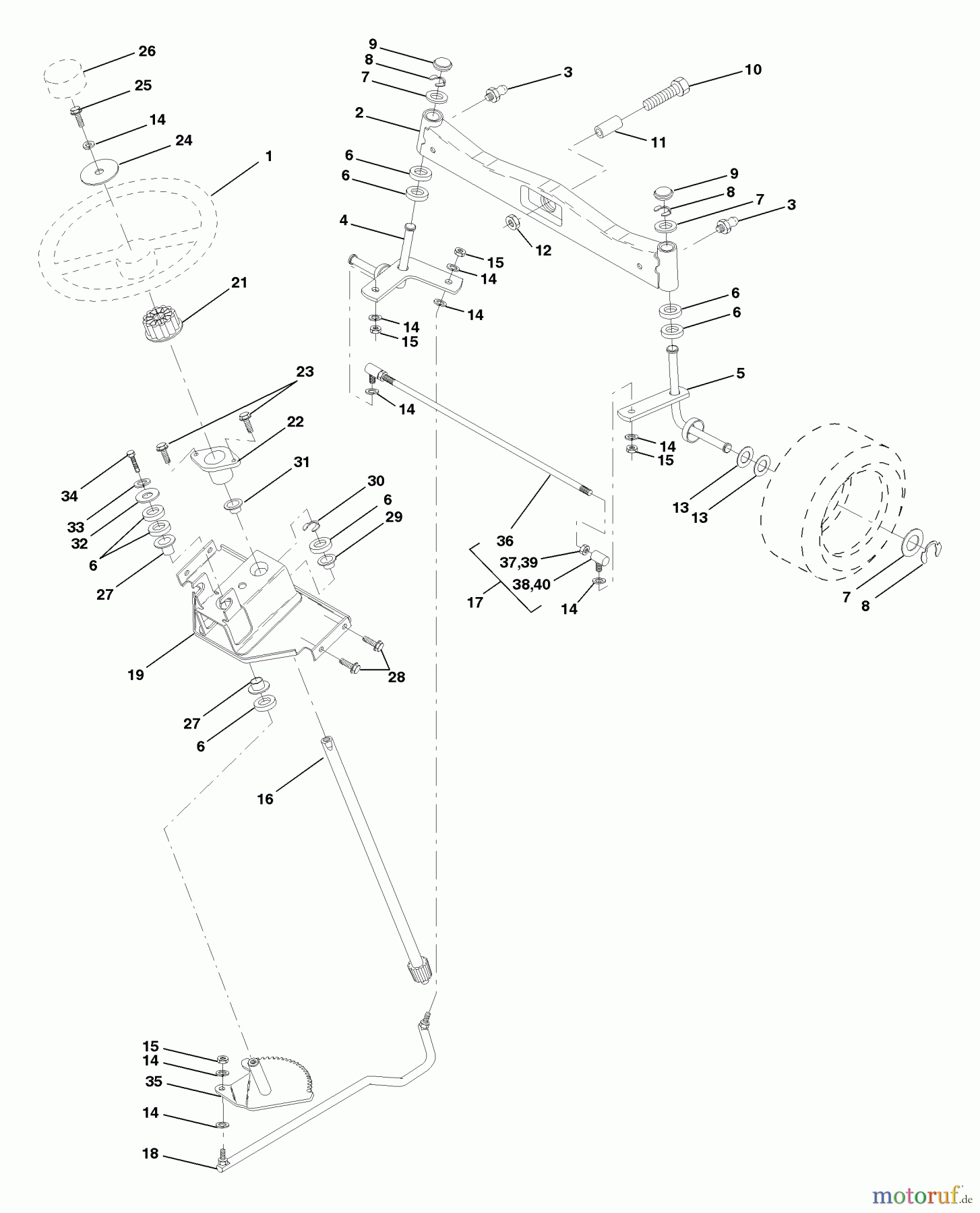 Husqvarna Rasen und Garten Traktoren GT 200 (954001112A) - Husqvarna Garden Tractor (1994-07 & After) Steering Assembly