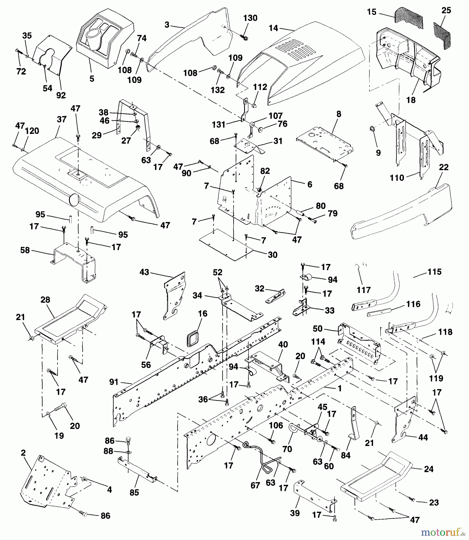 Husqvarna Rasen und Garten Traktoren GT 200 (954140011A) - Husqvarna Garden Tractor (1997-12 & After) Chassis And Enclosures