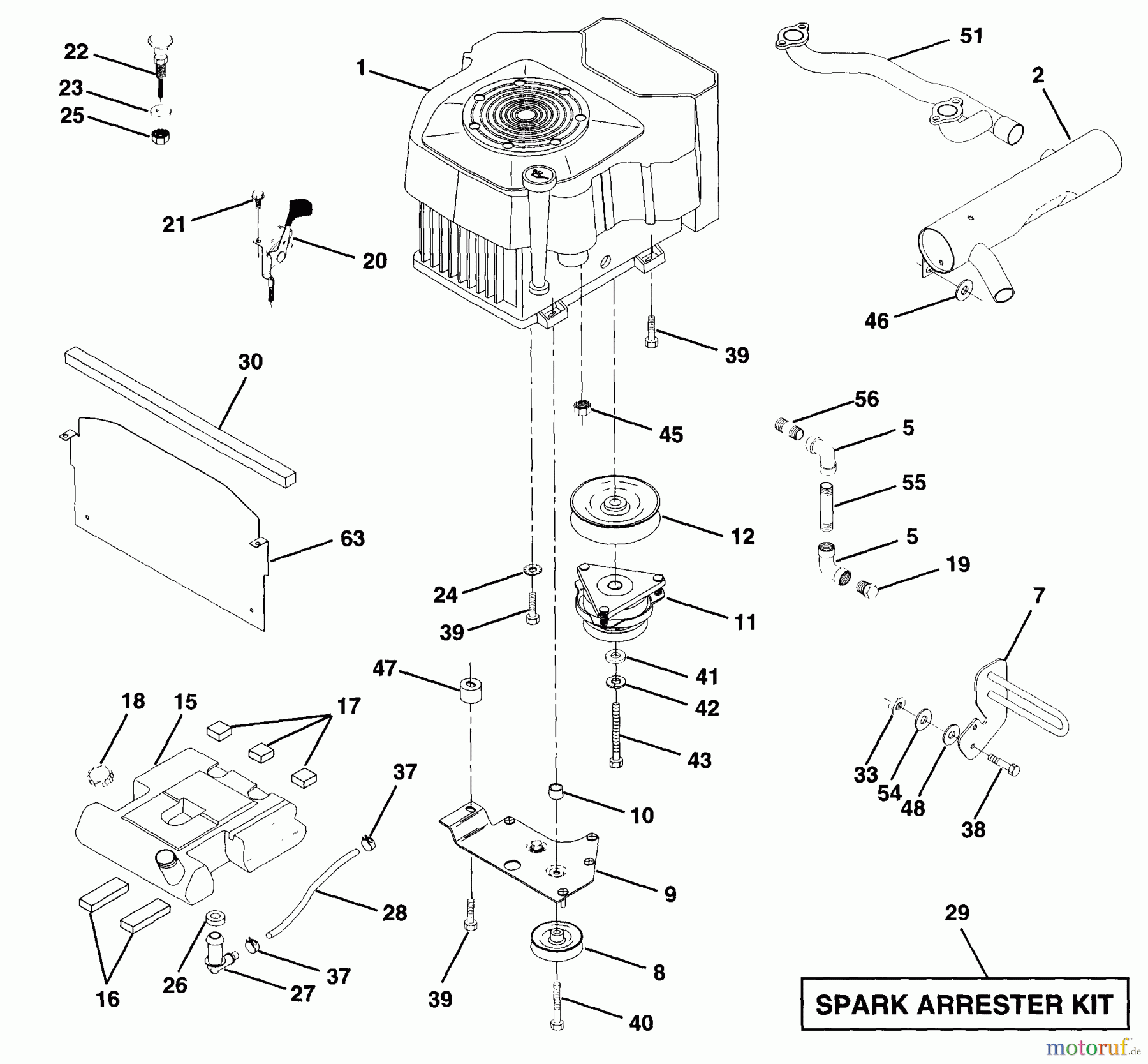 Husqvarna Rasen und Garten Traktoren GT 200 (954140011A) - Husqvarna Garden Tractor (1997-12 & After) Engine