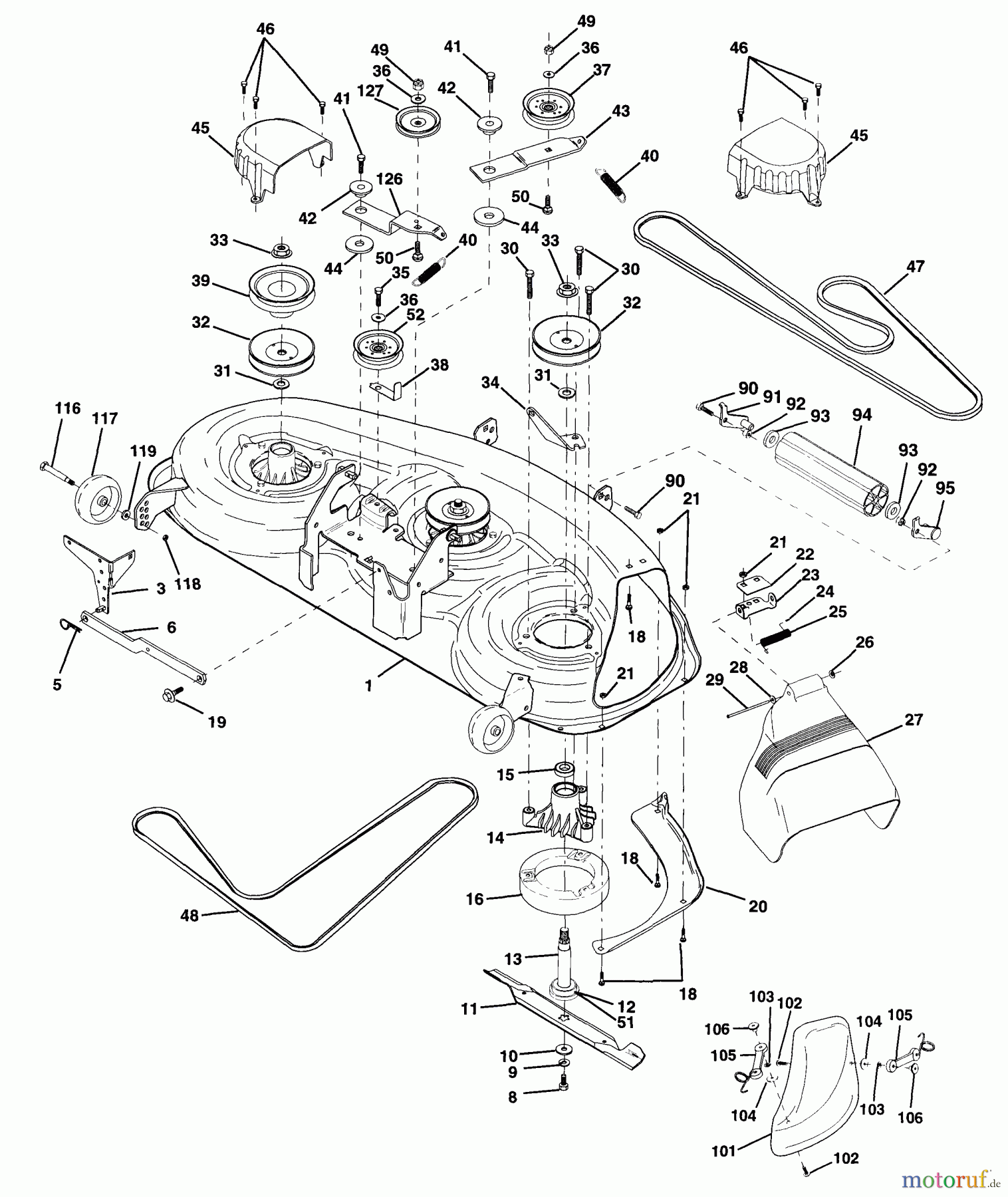 Husqvarna Rasen und Garten Traktoren GT 200 (954140011A) - Husqvarna Garden Tractor (1997-12 & After) Mower Deck