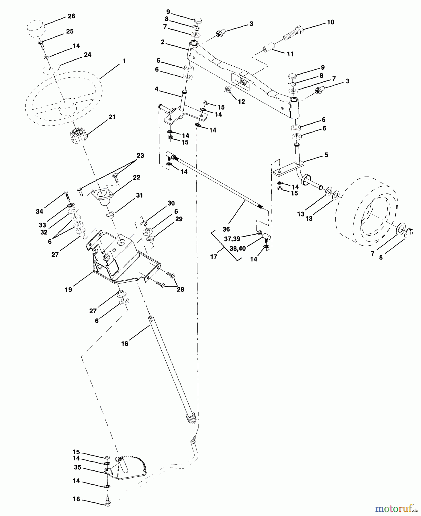Husqvarna Rasen und Garten Traktoren GT 200 (954140011A) - Husqvarna Garden Tractor (1997-12 & After) Steering Assembly