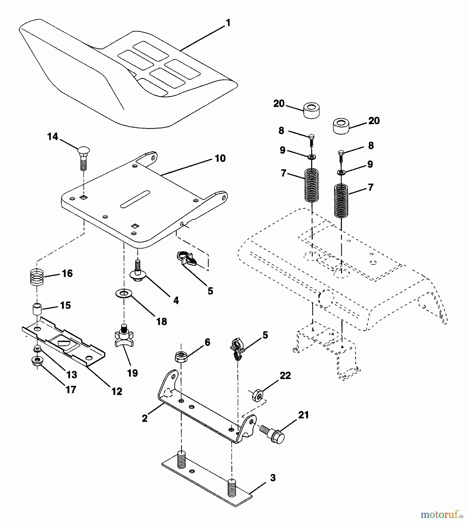 Husqvarna Rasen und Garten Traktoren GT 200 (HN2050A) - Husqvarna Garden Tractor (1993-12 & After) Seat Assembly