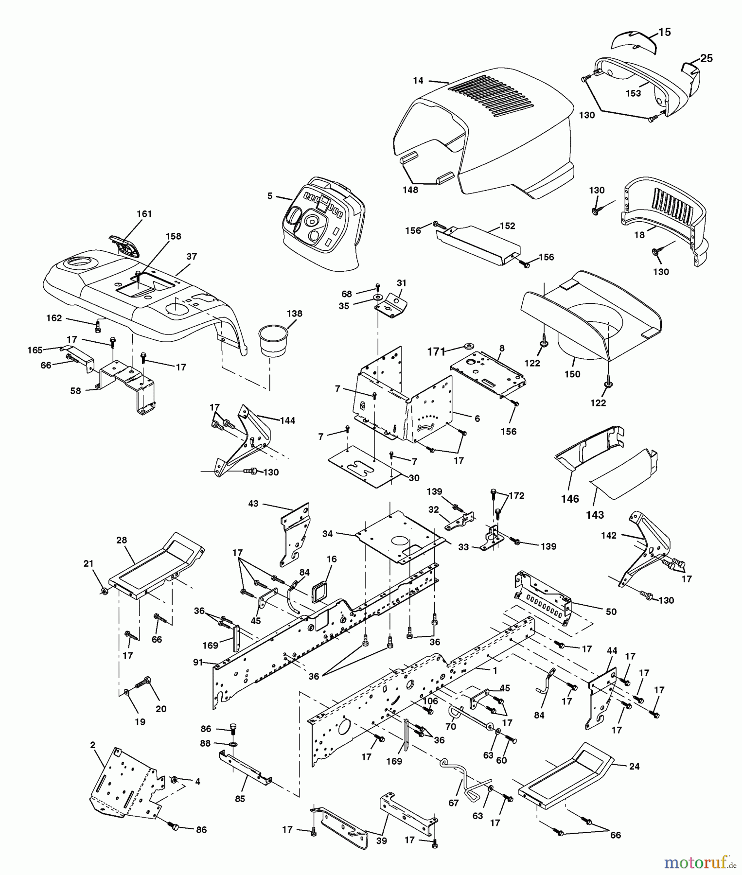 Husqvarna Rasen und Garten Traktoren GT 2254 (96025000200) - Husqvarna Garden Tractor (2005-05 & After) Chassis And Enclosure