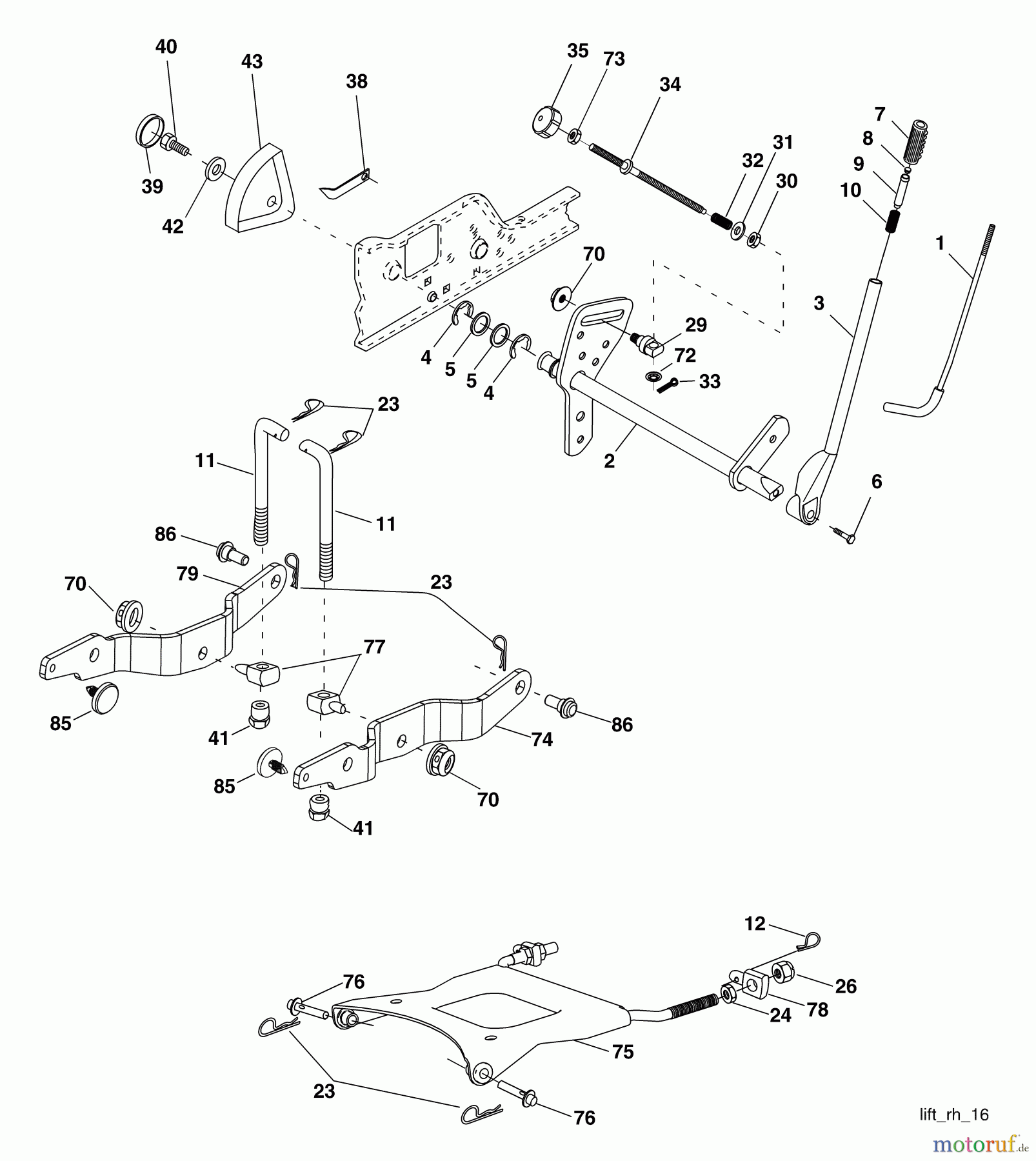 Husqvarna Rasen und Garten Traktoren GT 2254 (96025000201) - Husqvarna Garden Tractor (2005-05 & After) Lift Assembly