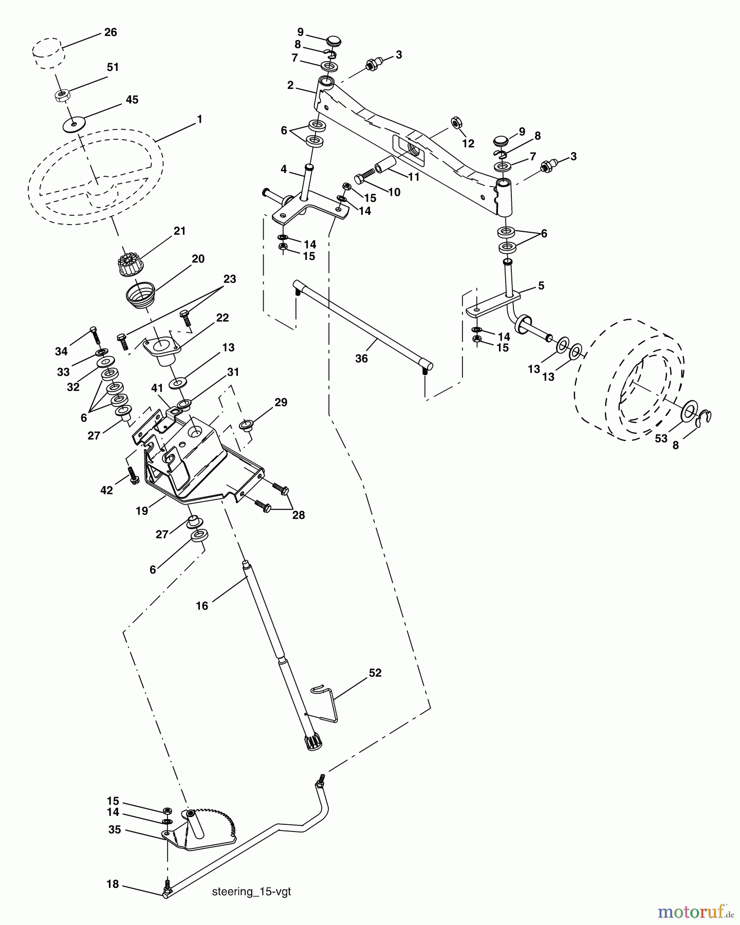 Husqvarna Rasen und Garten Traktoren GT 2254 (96025000201) - Husqvarna Garden Tractor (2005-05 & After) Steering Assembly