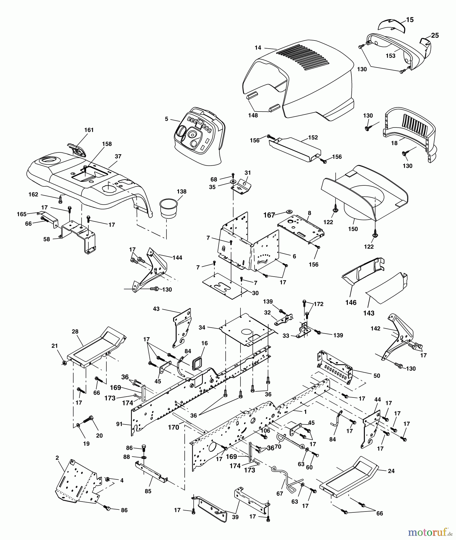 Husqvarna Rasen und Garten Traktoren GT 2254 (96025000202) - Husqvarna Garden Tractor (2005-06 & After) Chassis And Enclosures