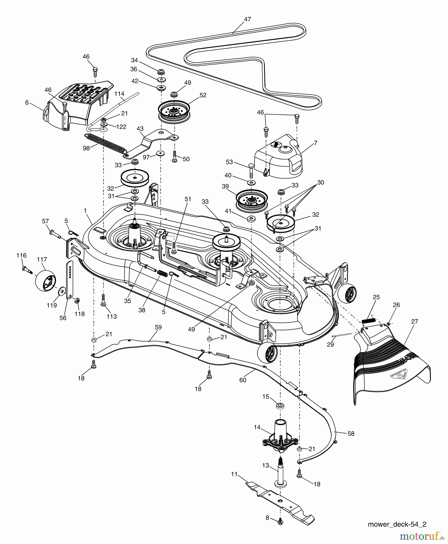 Husqvarna Rasen und Garten Traktoren GT 2254 (96025000202) - Husqvarna Garden Tractor (2005-06 & After) Mower Deck