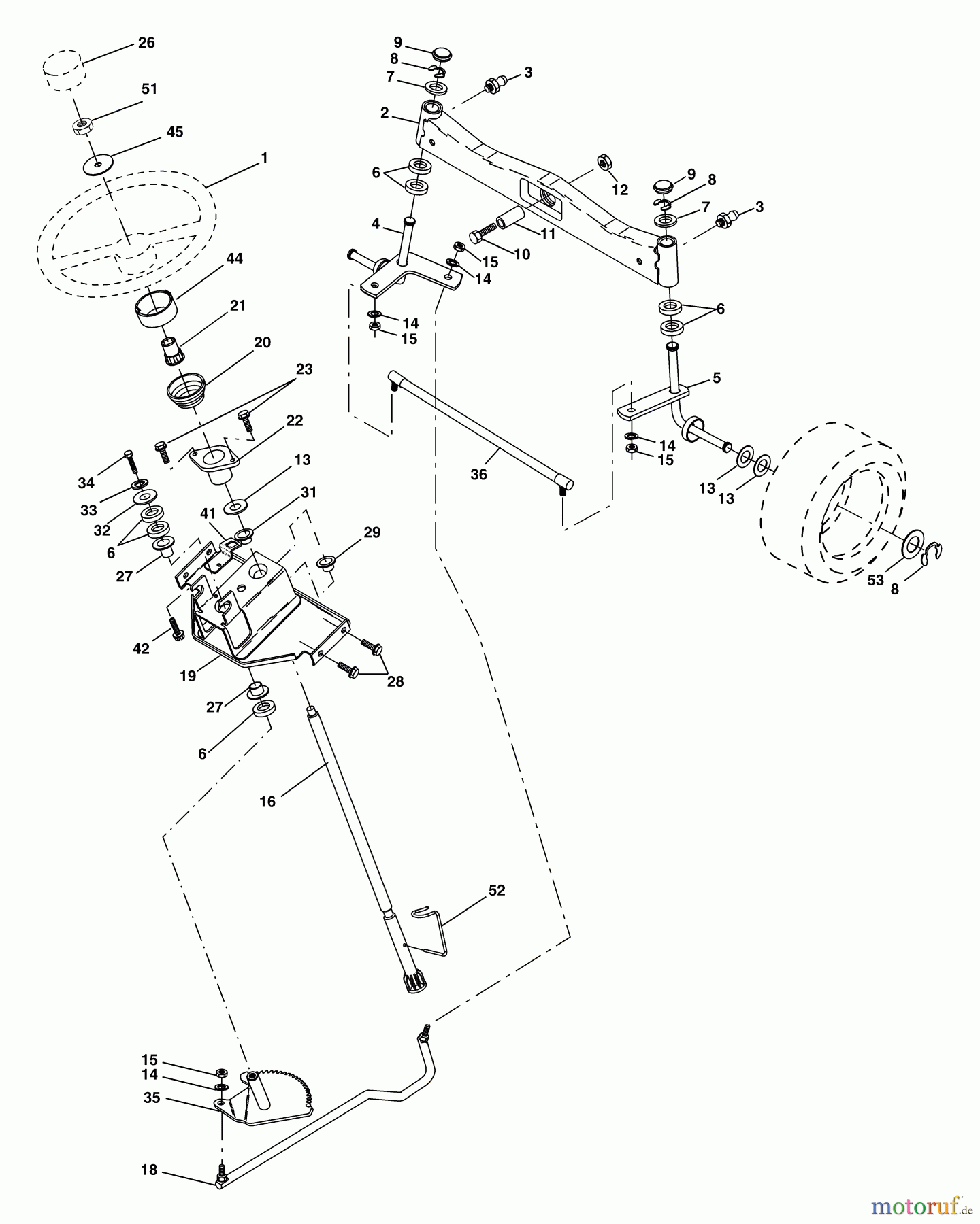 Husqvarna Rasen und Garten Traktoren GT 2254 (96025000202) - Husqvarna Garden Tractor (2005-06 & After) Steering Assembly