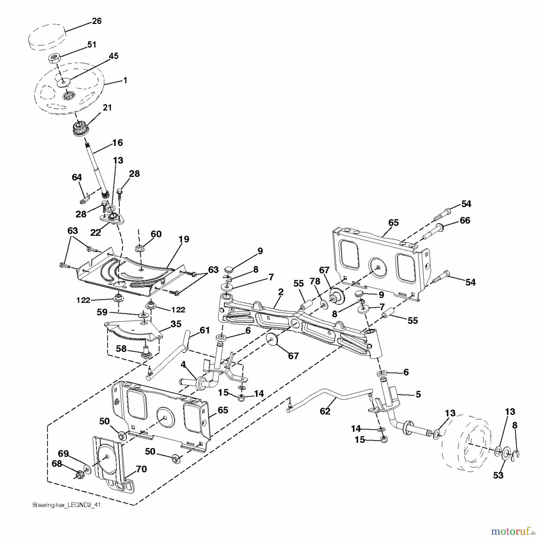 Husqvarna Rasen und Garten Traktoren GT 48XLS (96043016500) - Husqvarna Garden Tractor (2012-11 & After) STEERING