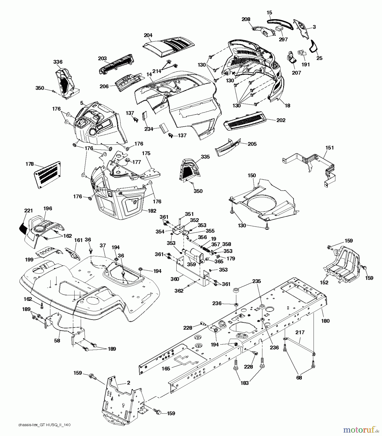 Husqvarna Rasen und Garten Traktoren GT 54LS (96043015700) - Husqvarna Garden Tractor (2012-10 & After) CHASSIS ENCLOSURES