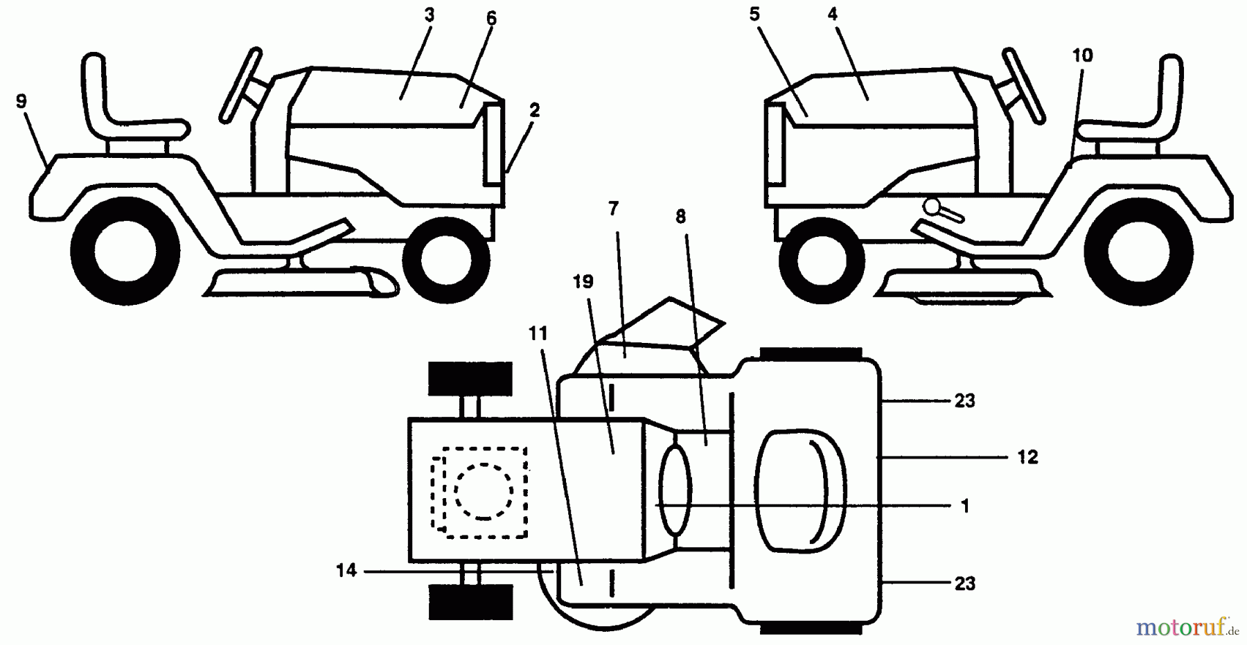 Husqvarna Rasen und Garten Traktoren GTH 200 (954000972) (HN20VH50A) - Husqvarna Garden Tractor (1994-03 & After) Decals