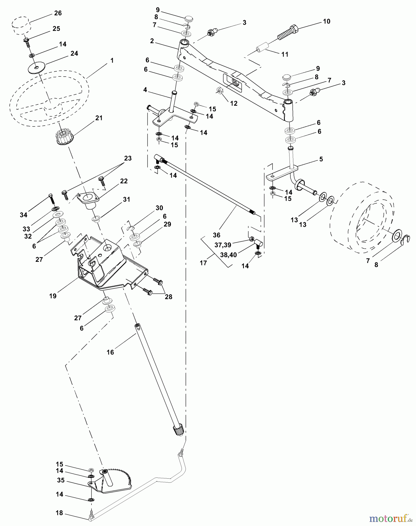 Husqvarna Rasen und Garten Traktoren GTH 200 (954001122A) - Husqvarna Garden Tractor (1994-07 & After) Steering Assembly