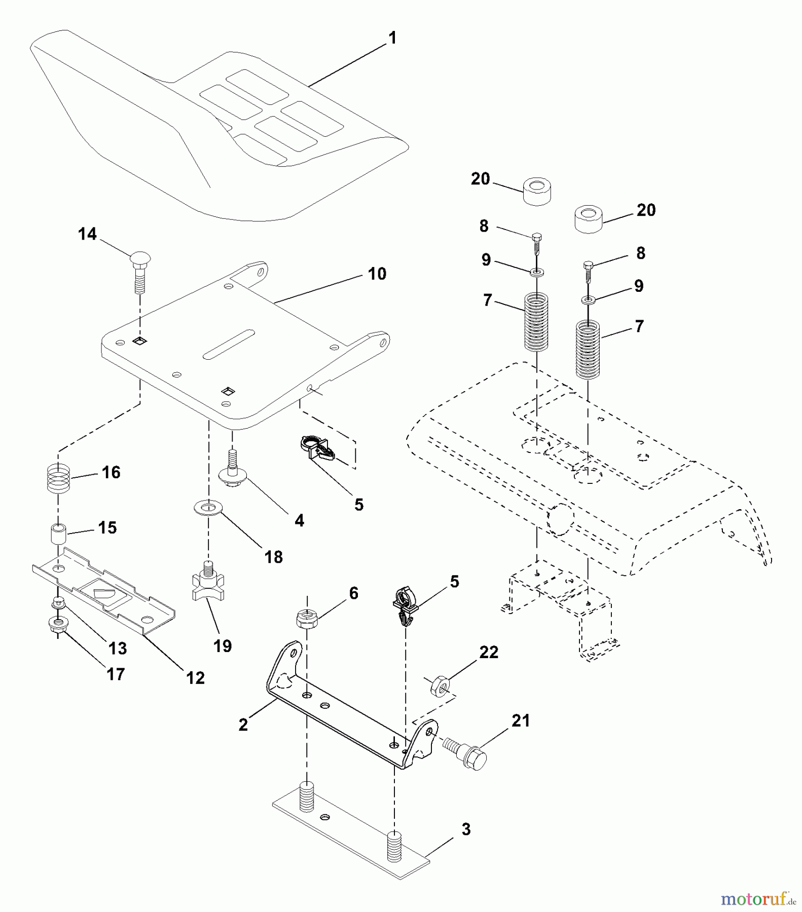 Husqvarna Rasen und Garten Traktoren GTH 200 (954001992) (954001122VA) - Husqvarna Garden Tractor (1995-03 & After) Seat Assembly