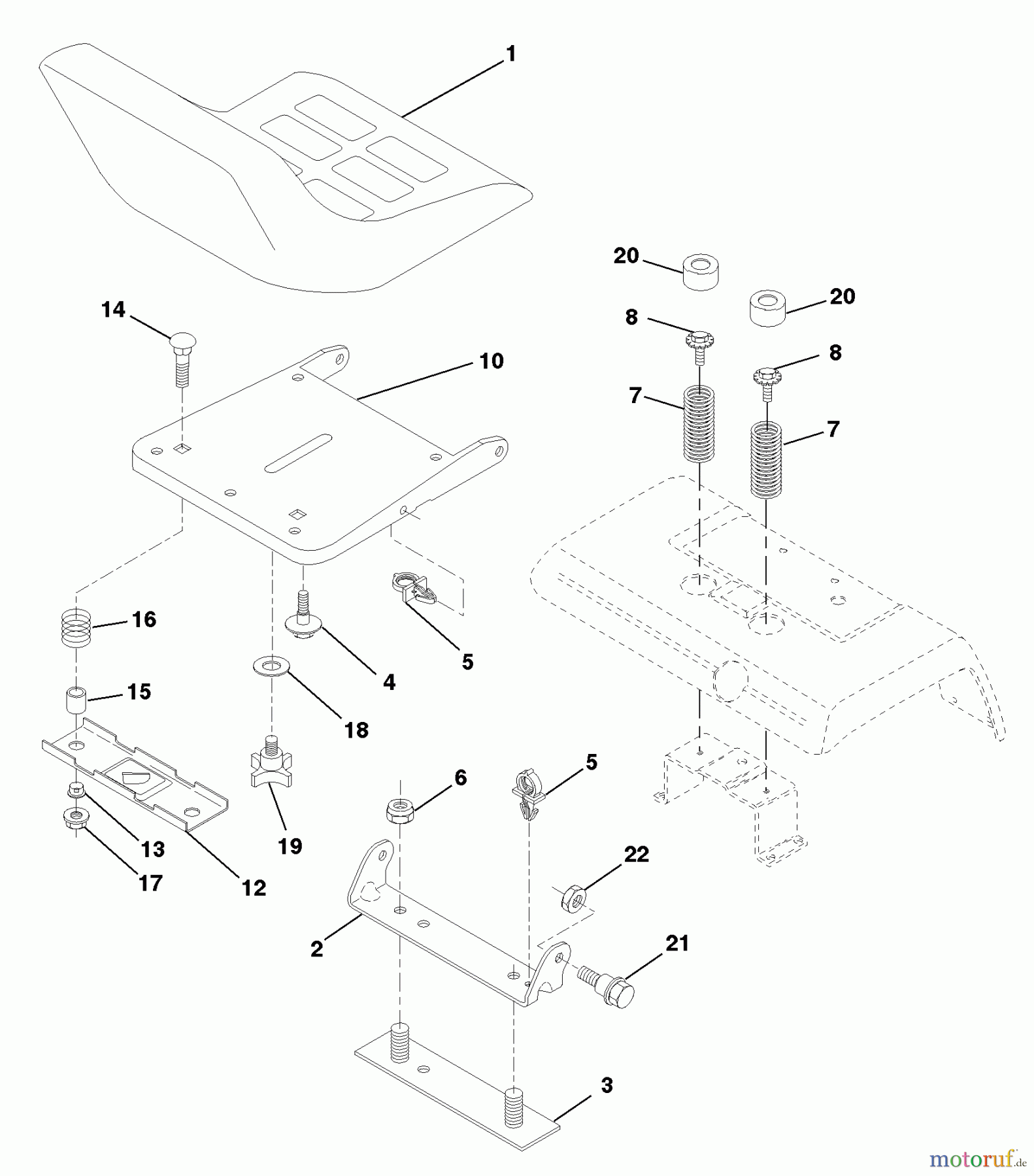 Husqvarna Rasen und Garten Traktoren GTH 200 (954140046B) - Husqvarna Garden Tractor (1998-07 & After) Seat Assembly