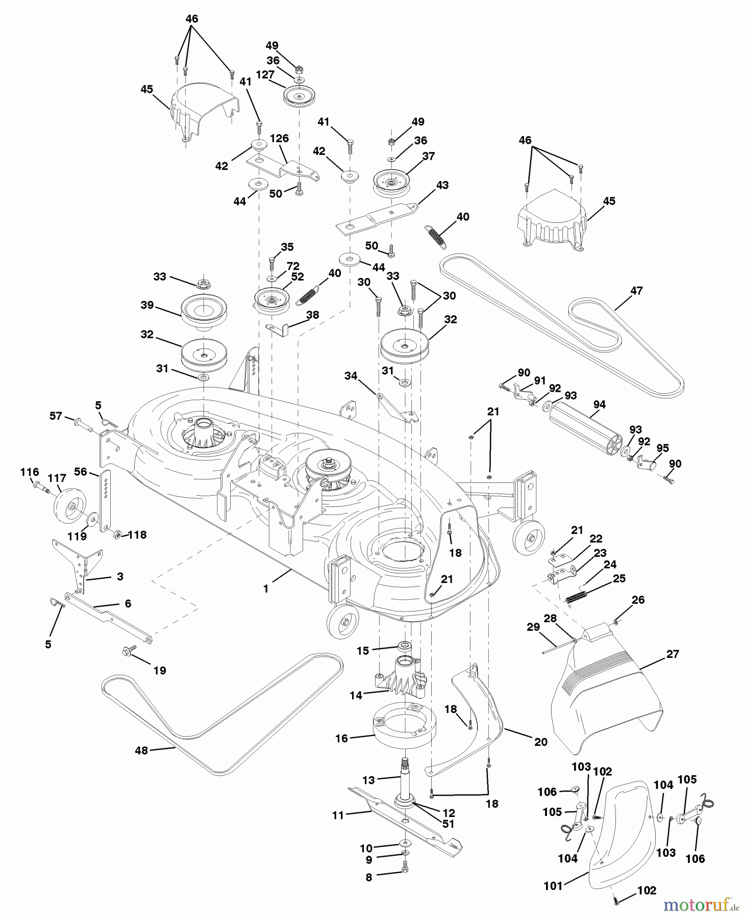 Husqvarna Rasen und Garten Traktoren GTH 200 (954140046C) - Husqvarna Garden Tractor (1999-04 & After) Mower Deck