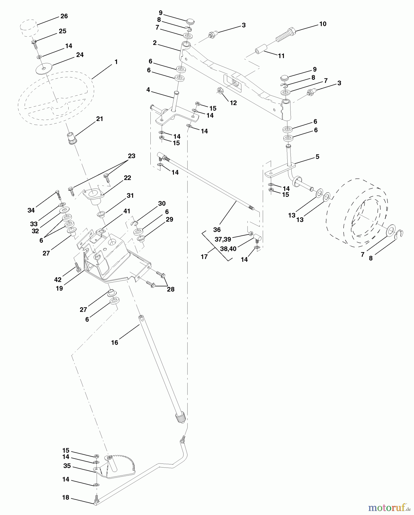 Husqvarna Rasen und Garten Traktoren GTH 200 (954140046C) - Husqvarna Garden Tractor (1999-04 & After) Steering Assembly
