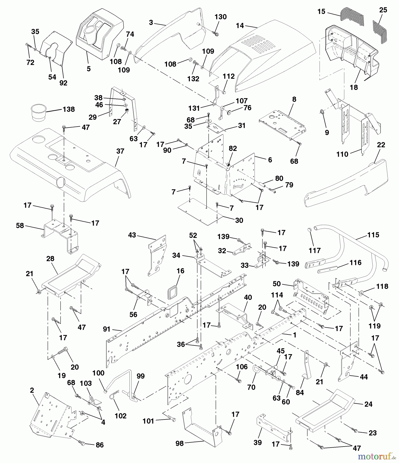 Husqvarna Rasen und Garten Traktoren GTH 200 (954140046D) - Husqvarna Garden Tractor (1999-05 & After) Chassis And Enclosures