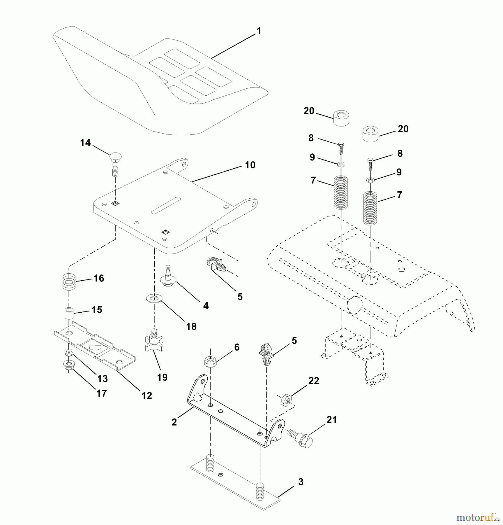 Husqvarna Rasen und Garten Traktoren GTH 220 (954002022A) - Husqvarna Garden Tractor (1995-05 & After) Seat Assembly