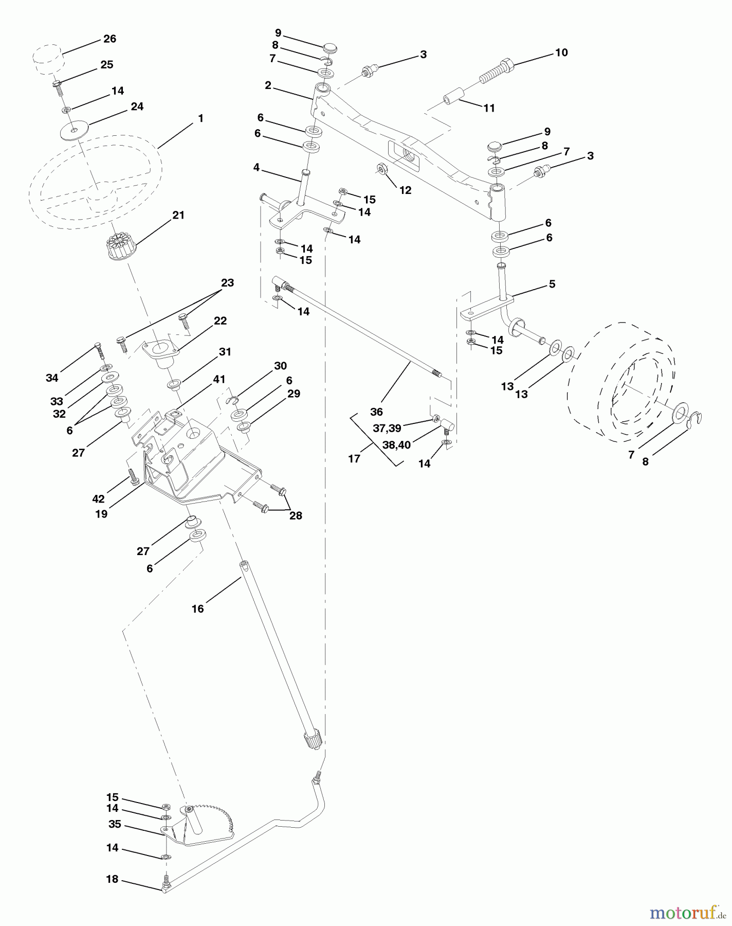 Husqvarna Rasen und Garten Traktoren GTH 220 (954140012C) - Husqvarna Garden Tractor (1998-02 & After) Steering Assembly