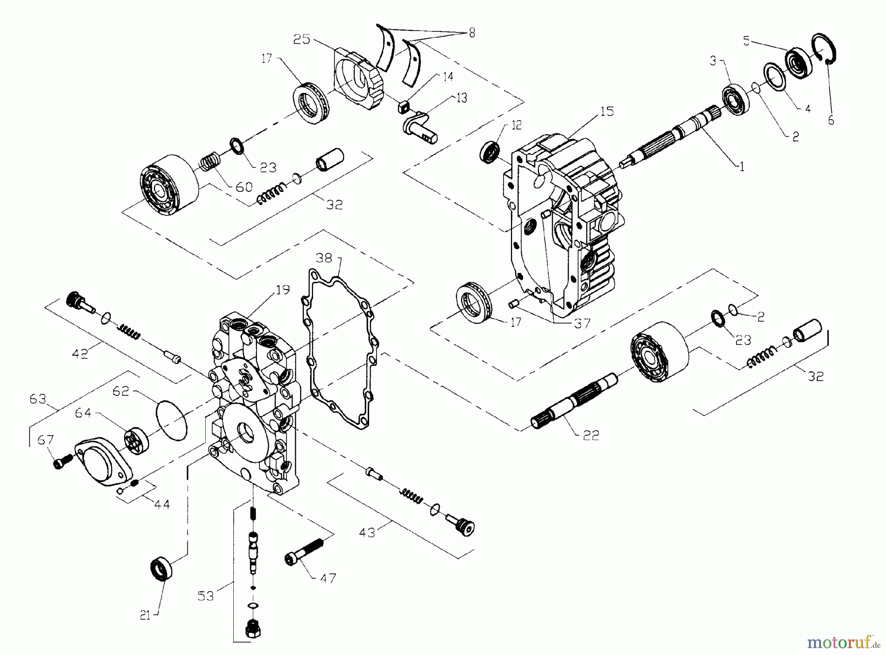 Husqvarna Rasen und Garten Traktoren GTH 220 (954140012D) - Husqvarna Garden Tractor (1998-07 & After) Transaxle Pump