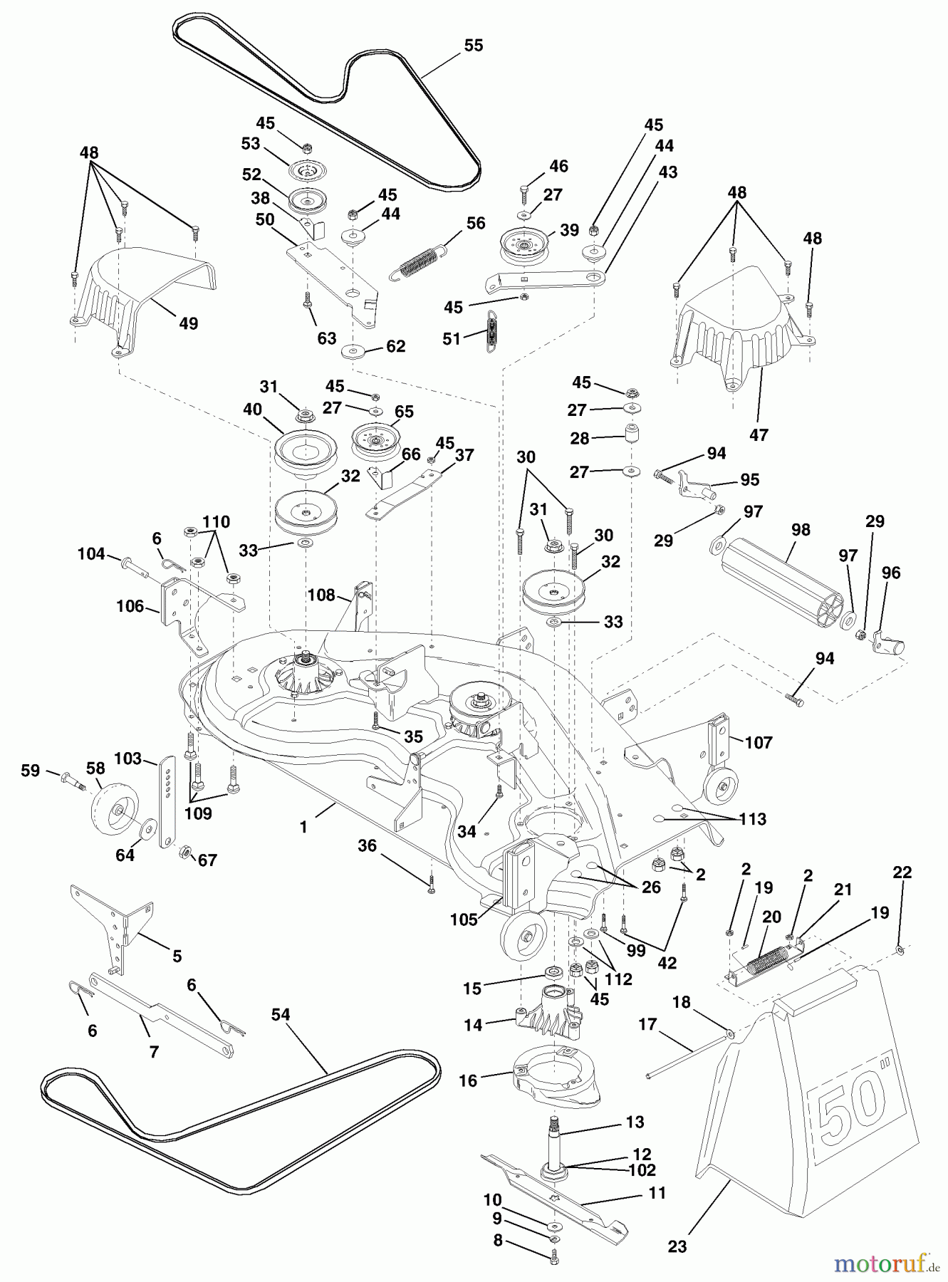 Husqvarna Rasen und Garten Traktoren GTH 220 (954140012F) - Husqvarna Garden Tractor (1999-03 & After) Mower Deck