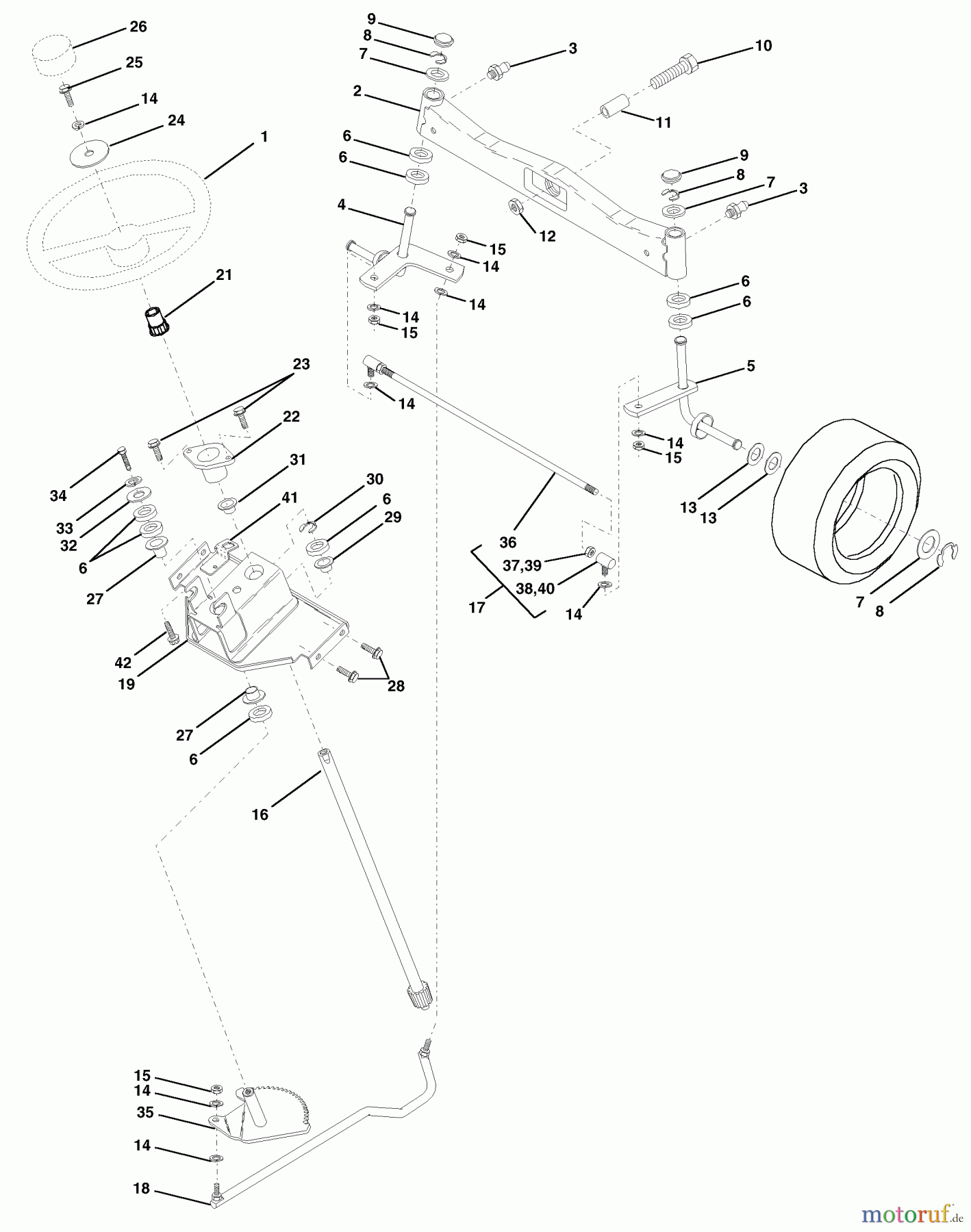 Husqvarna Rasen und Garten Traktoren GTH 220 (954140012F) - Husqvarna Garden Tractor (1999-03 & After) Steering Assembly